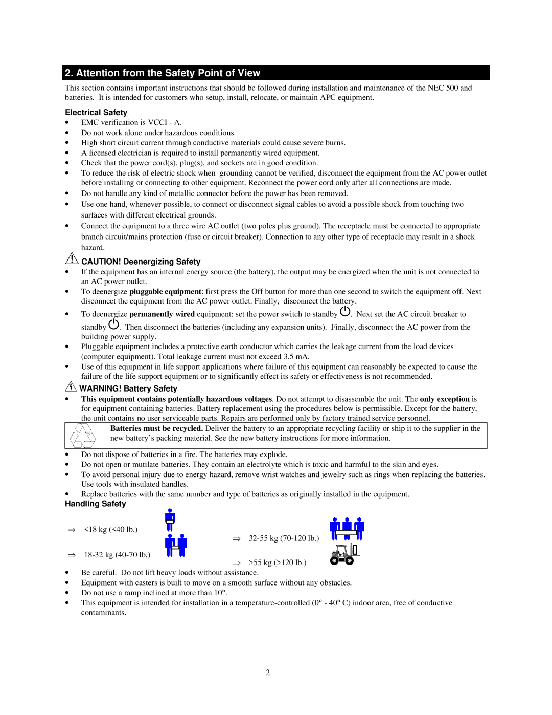 NEC N8580-31 user manual Electrical Safety, Handling Safety 