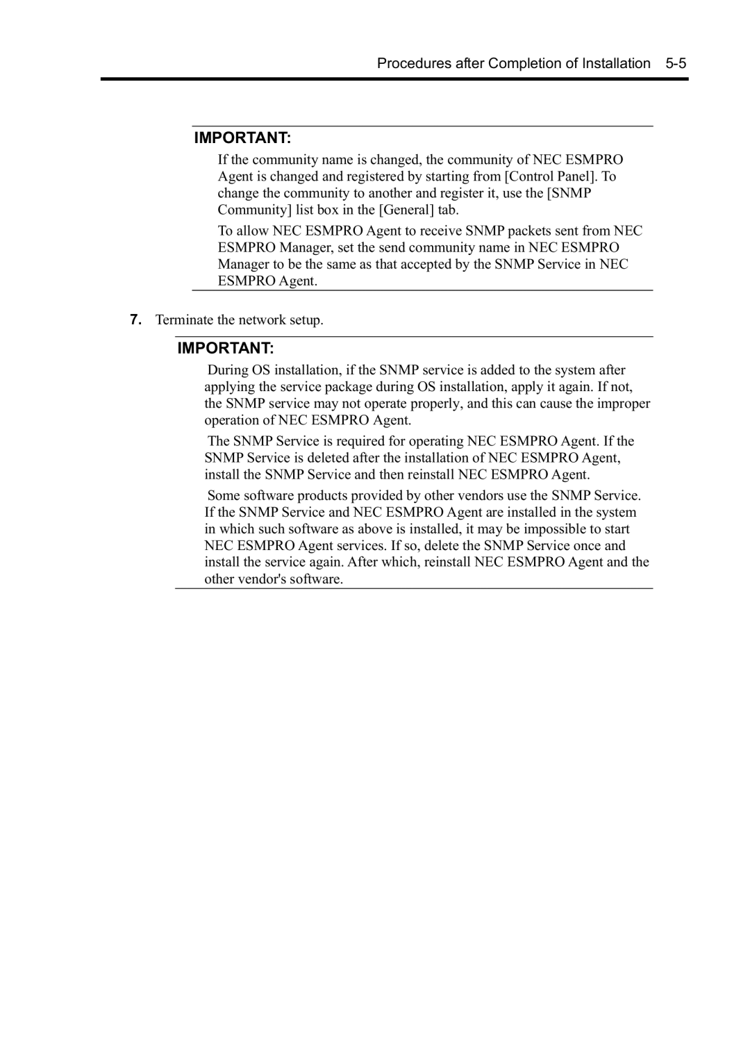 NEC N8800-099F, N8800-097F, N8800-098F, N8800-096F manual Procedures after Completion of Installation 