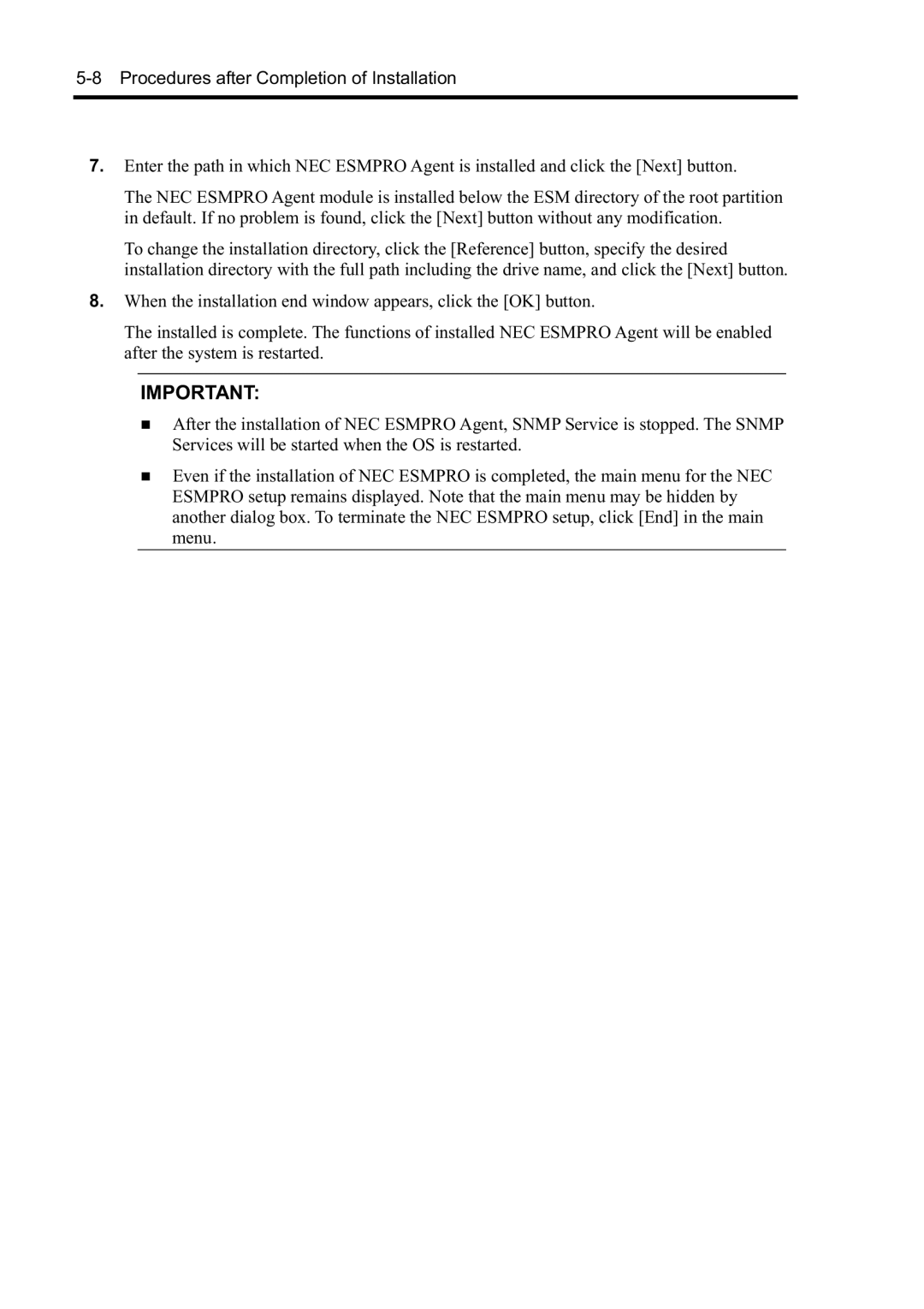 NEC N8800-097F, N8800-099F, N8800-098F, N8800-096F manual Procedures after Completion of Installation 