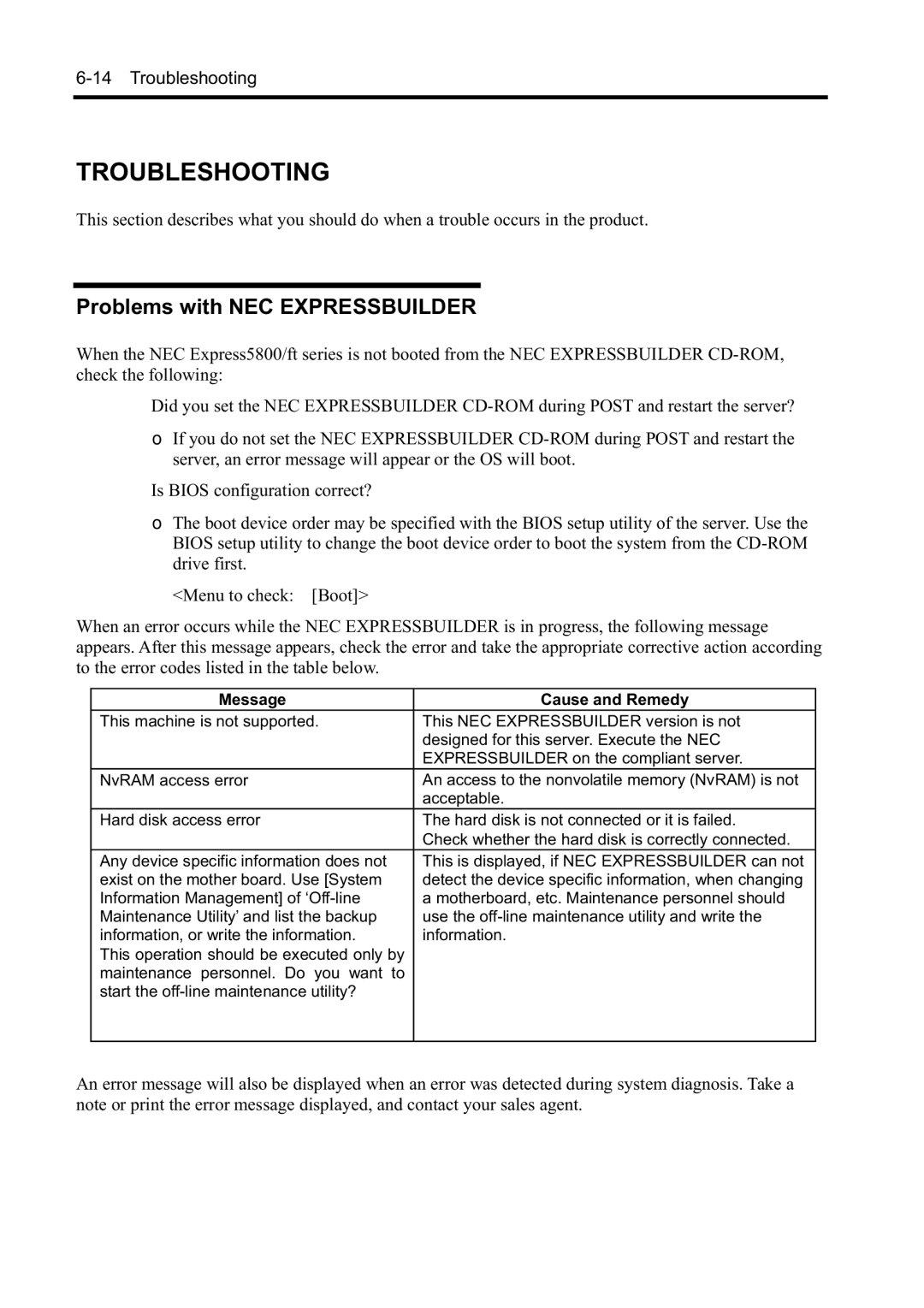 NEC N8800-098F, N8800-097F, N8800-099F, N8800-096F manual Troubleshooting, Problems with NEC Expressbuilder 