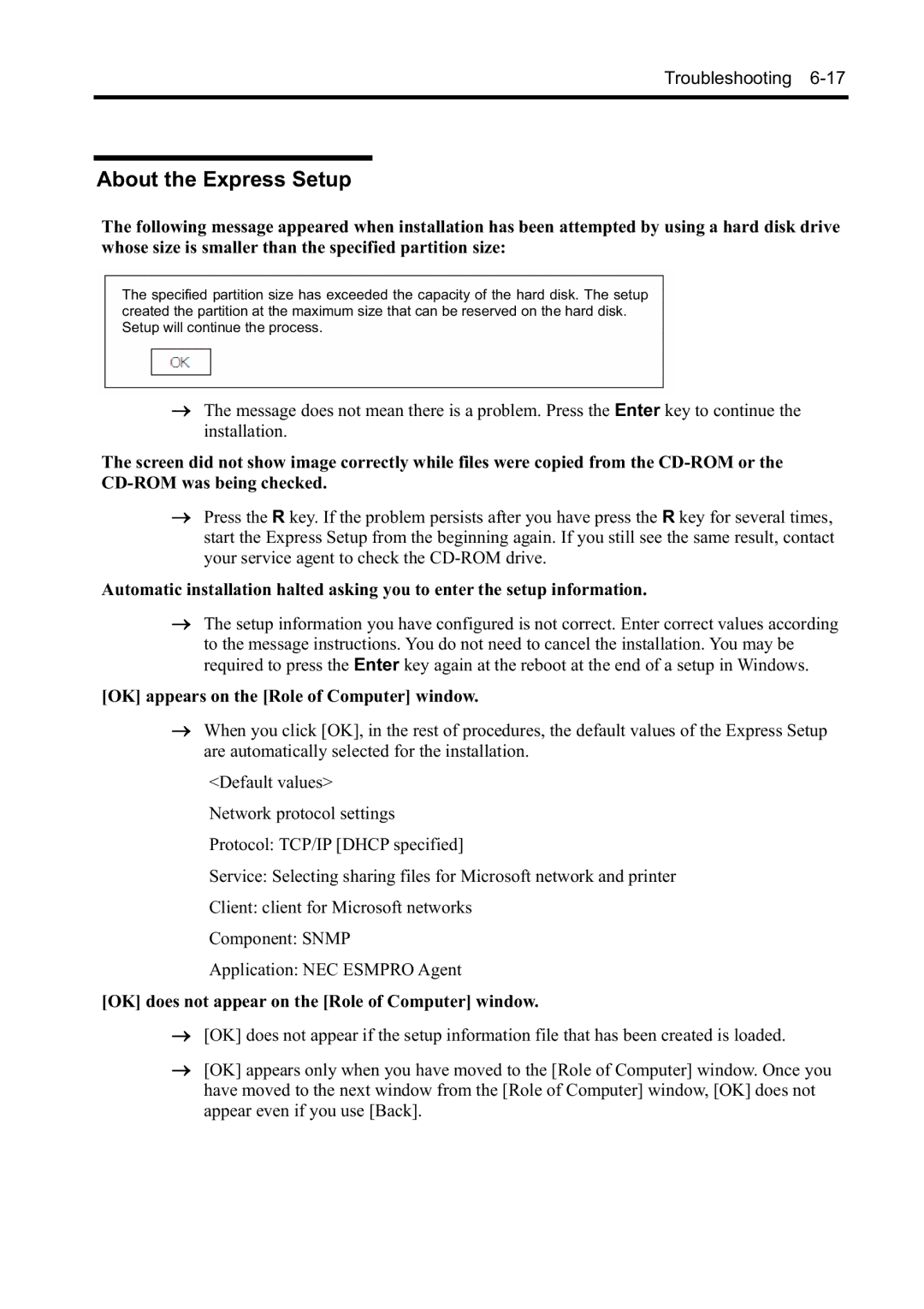 NEC N8800-099F, N8800-097F, N8800-098F, N8800-096F manual About the Express Setup, OK appears on the Role of Computer window 