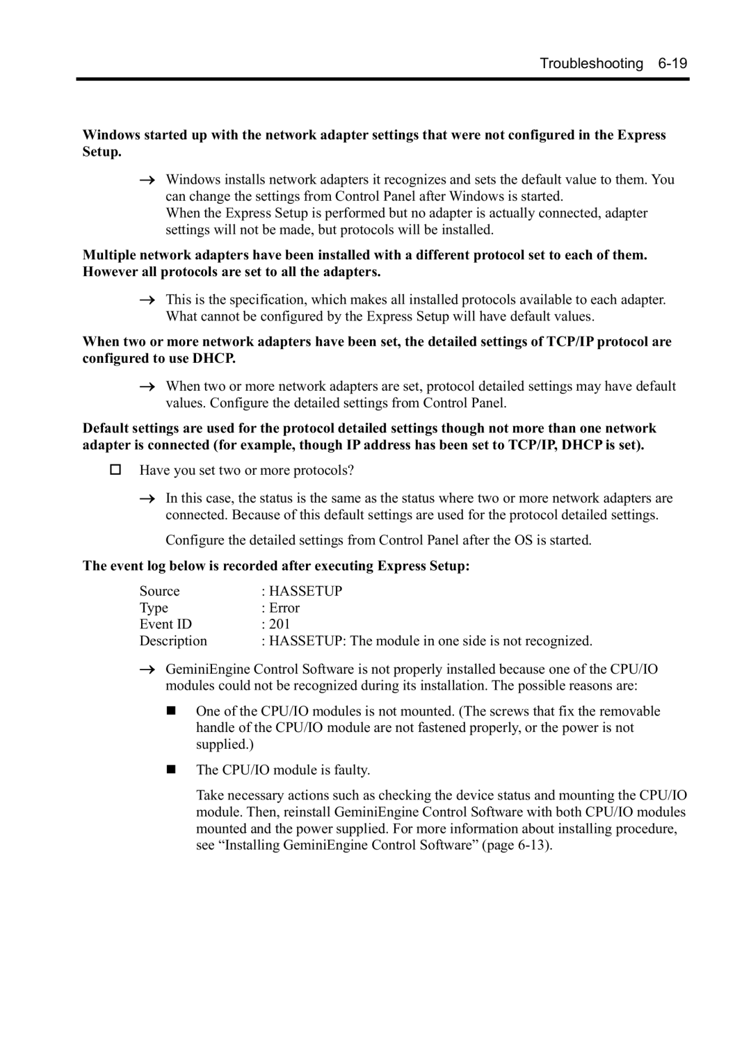 NEC N8800-096F manual † Have you set two or more protocols?, Event log below is recorded after executing Express Setup 