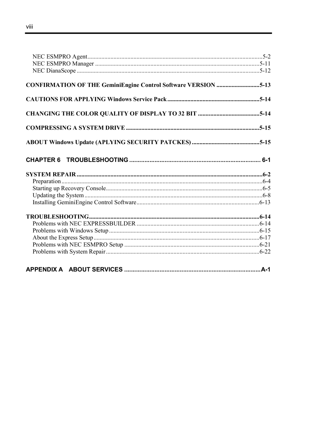 NEC N8800-098F, N8800-097F, N8800-099F, N8800-096F manual Appendix a about Services 