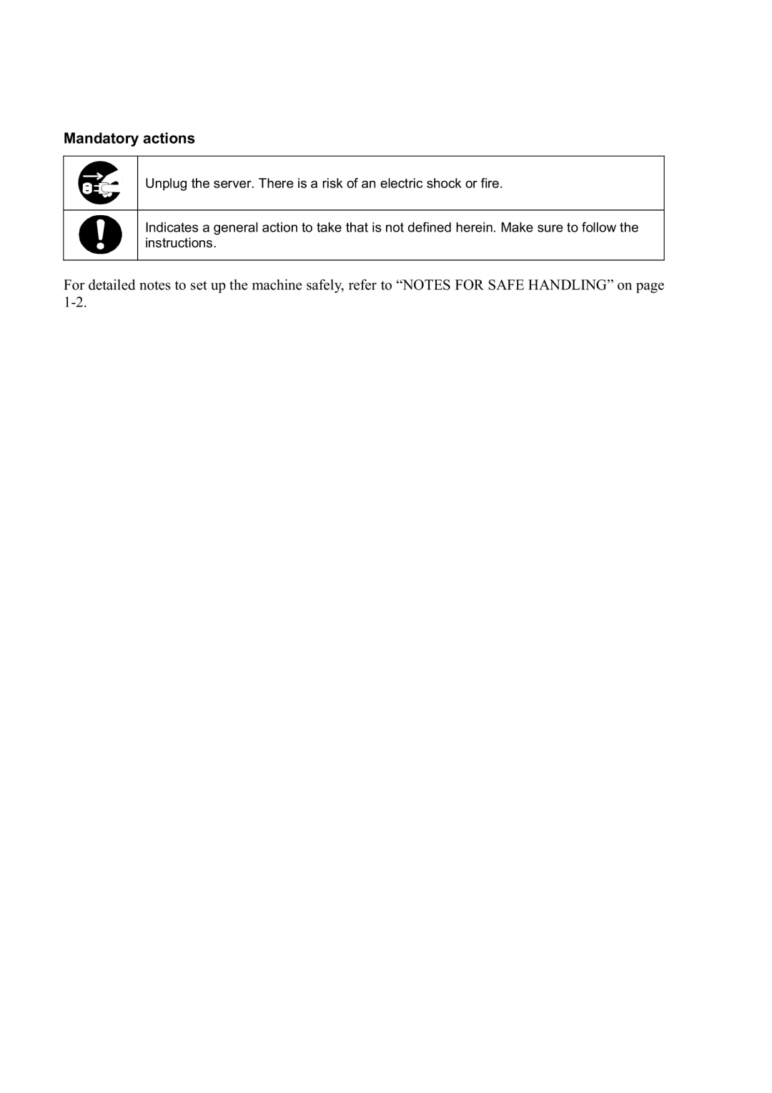 NEC N8800-098F, N8800-097F, N8800-099F, N8800-096F manual Mandatory actions 