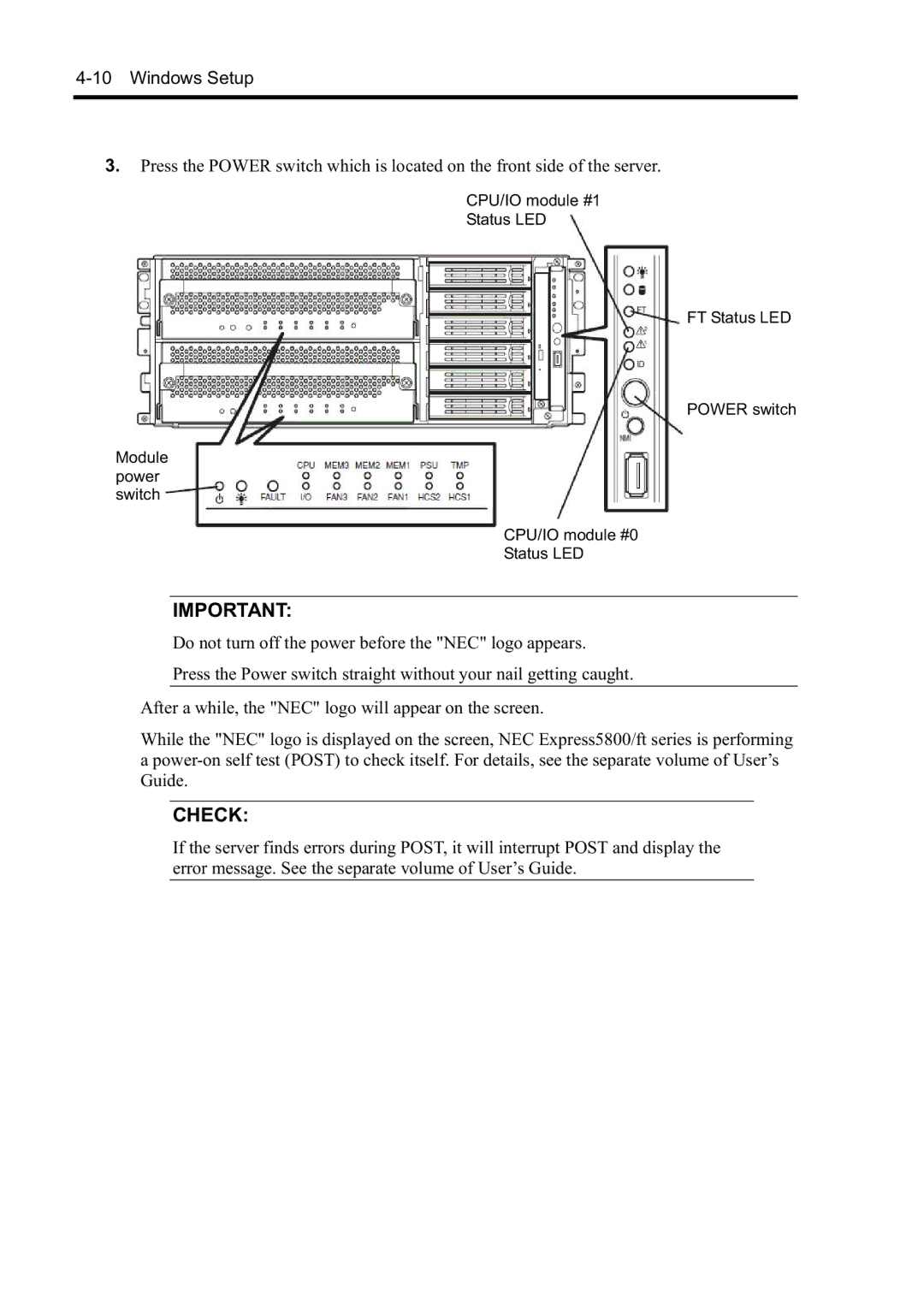 NEC N8800-098F, N8800-097F, N8800-099F, N8800-096F manual Check 