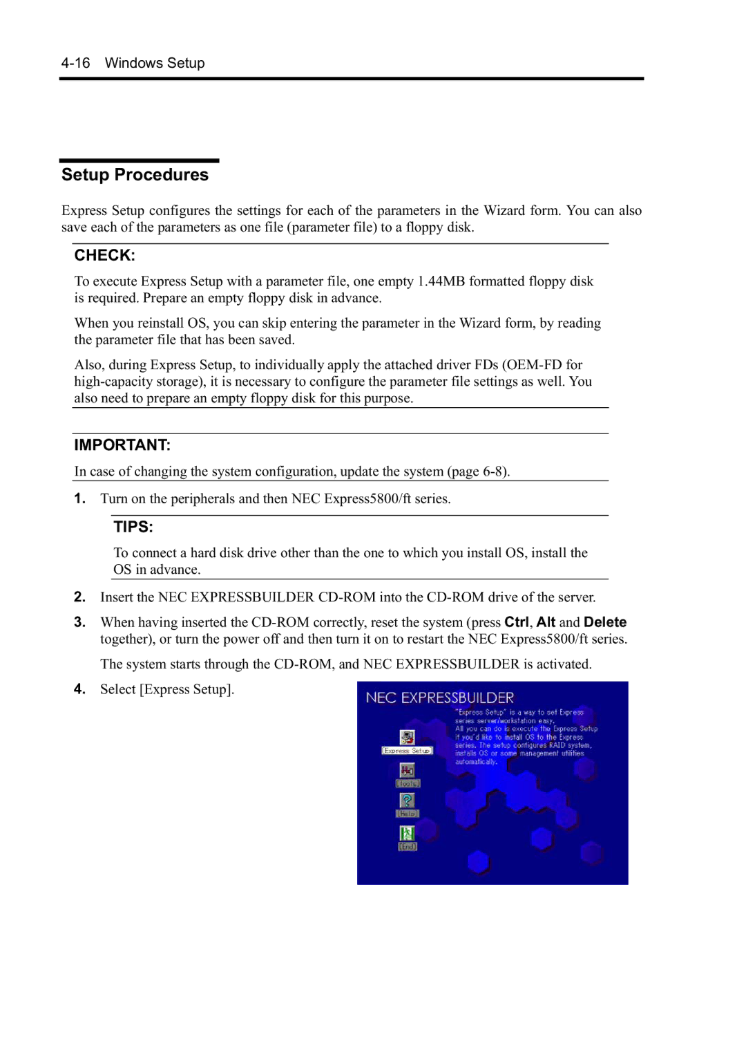 NEC N8800-097F, N8800-099F, N8800-098F, N8800-096F manual Setup Procedures 