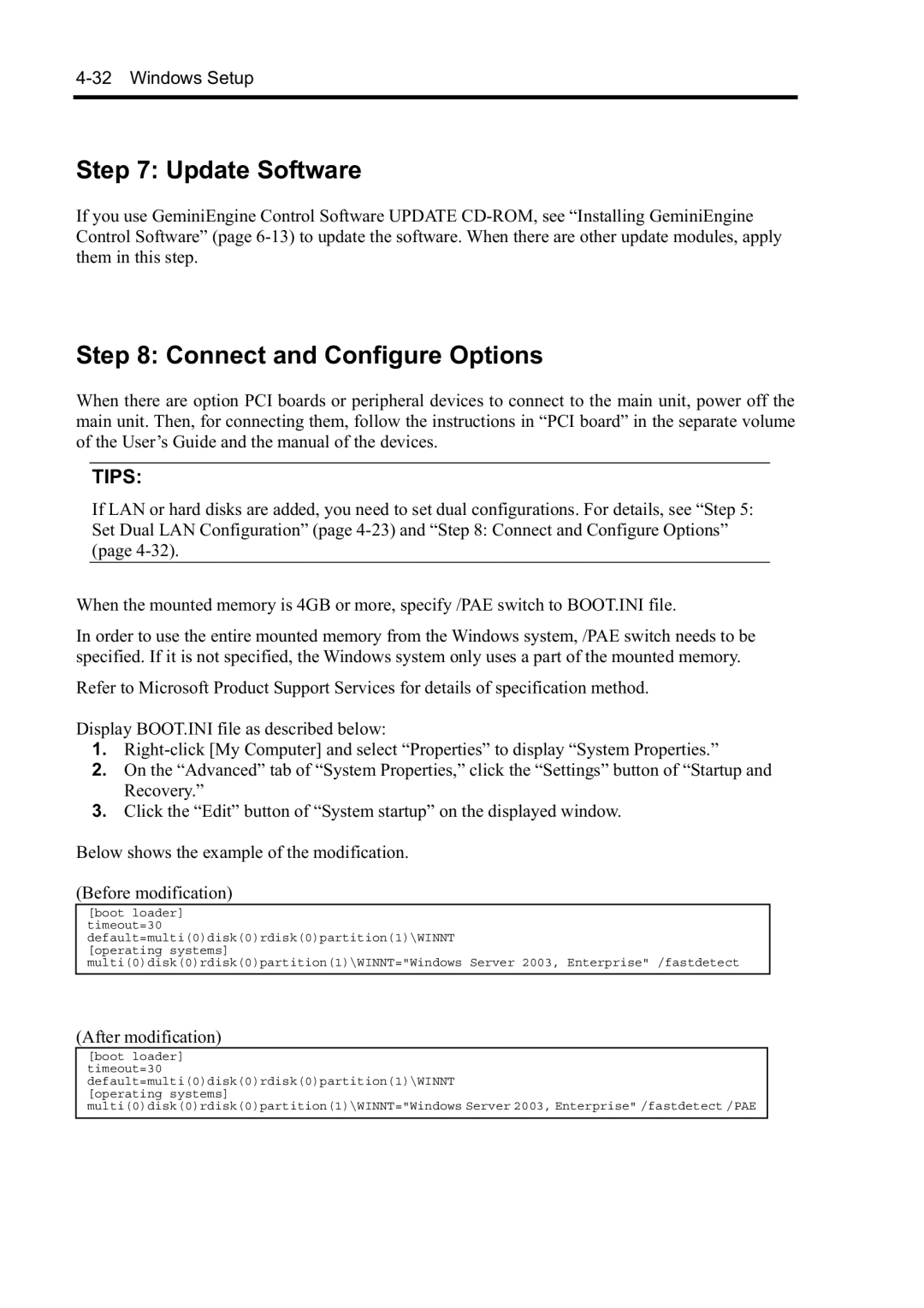 NEC N8800-097F, N8800-099F, N8800-098F, N8800-096F manual Update Software, Connect and Configure Options 