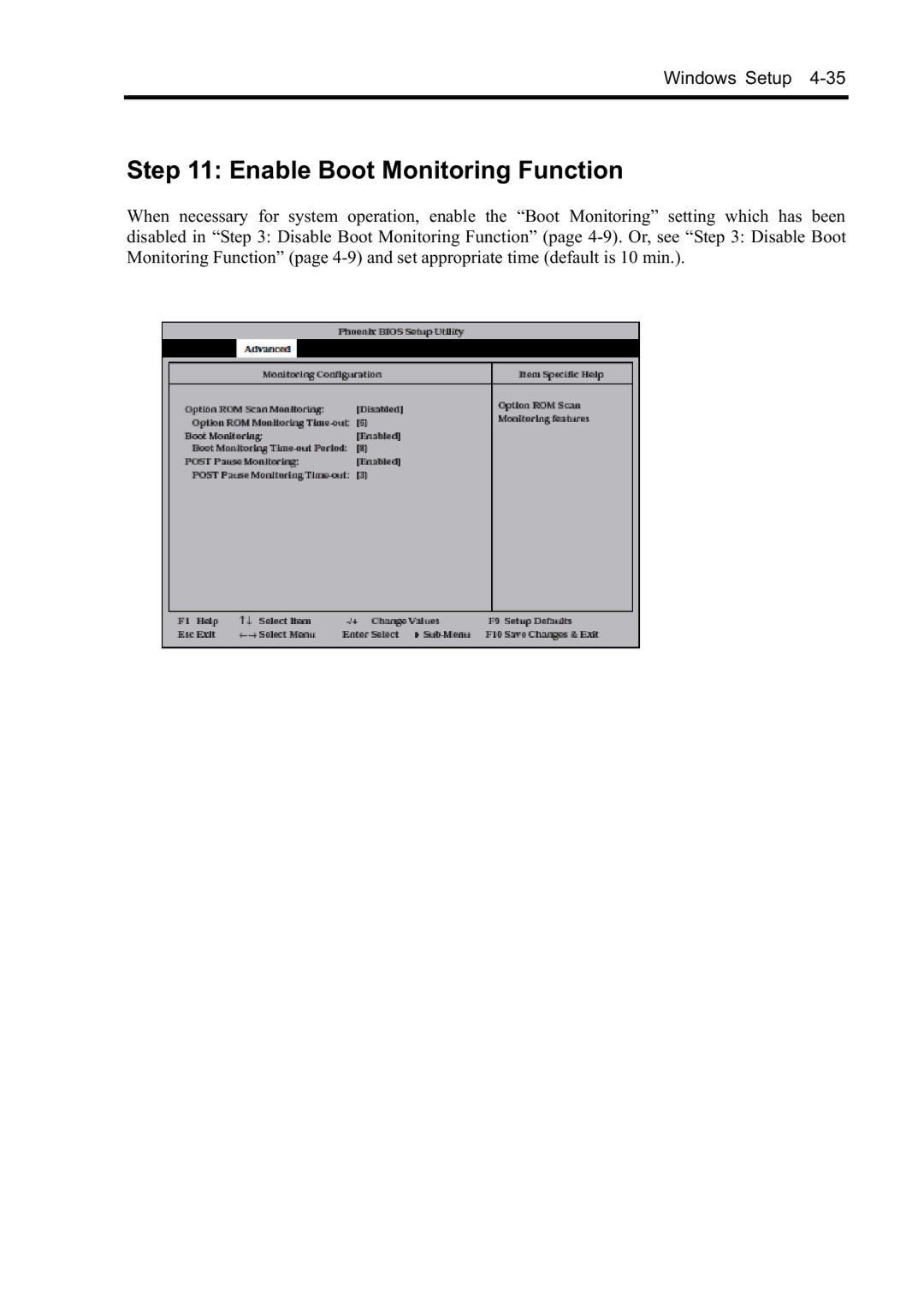 NEC N8800-096F, N8800-097F, N8800-099F, N8800-098F manual Enable Boot Monitoring Function 