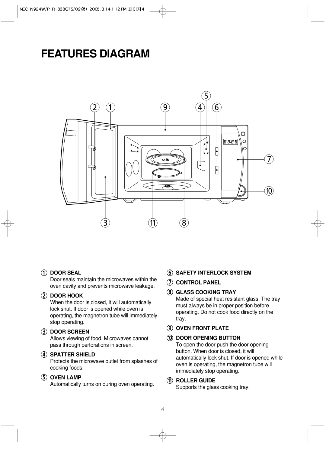 NEC N924P, N924W manual Features Diagram 