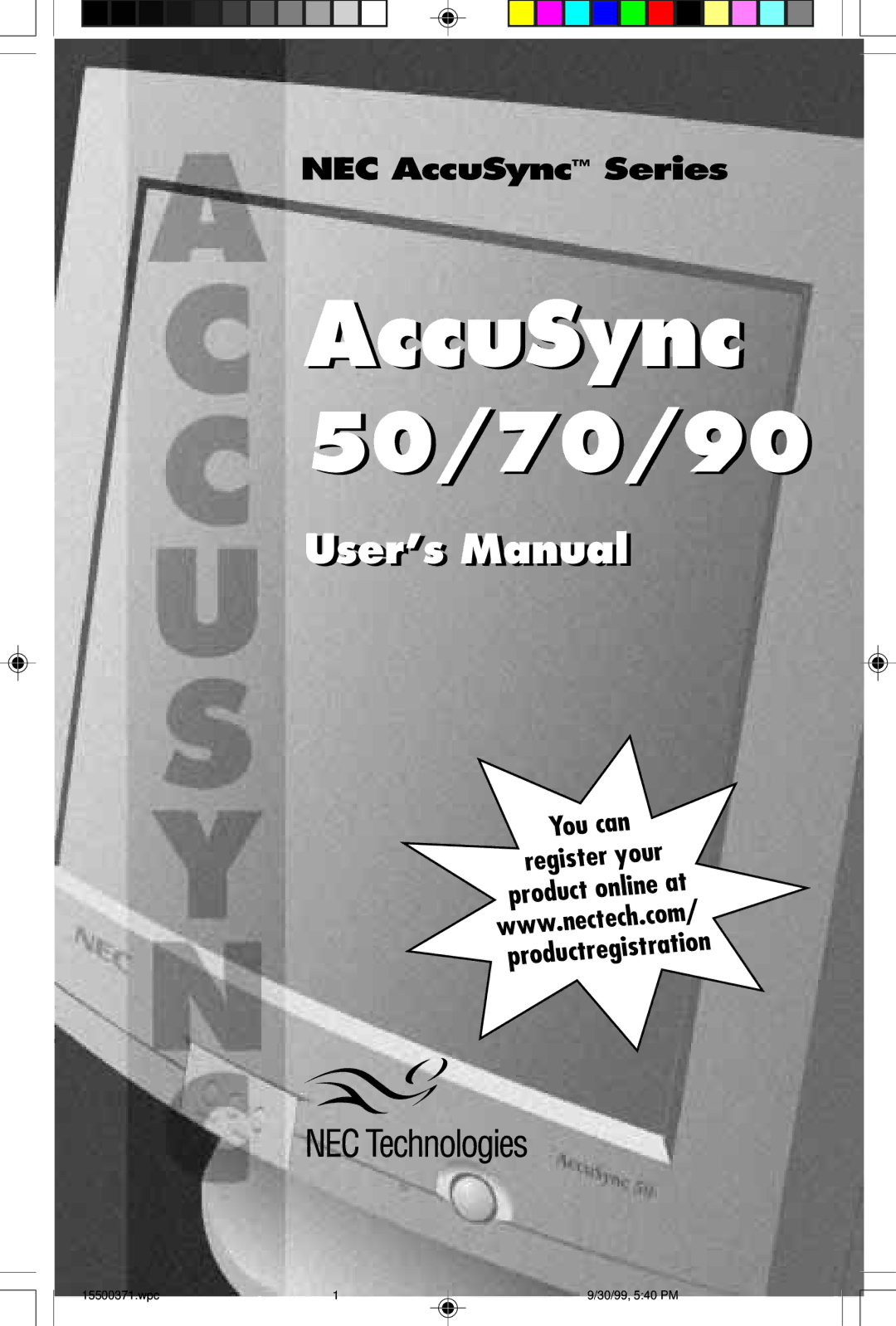 NEC N9501, N9701, N9902 user manual AccuSync 