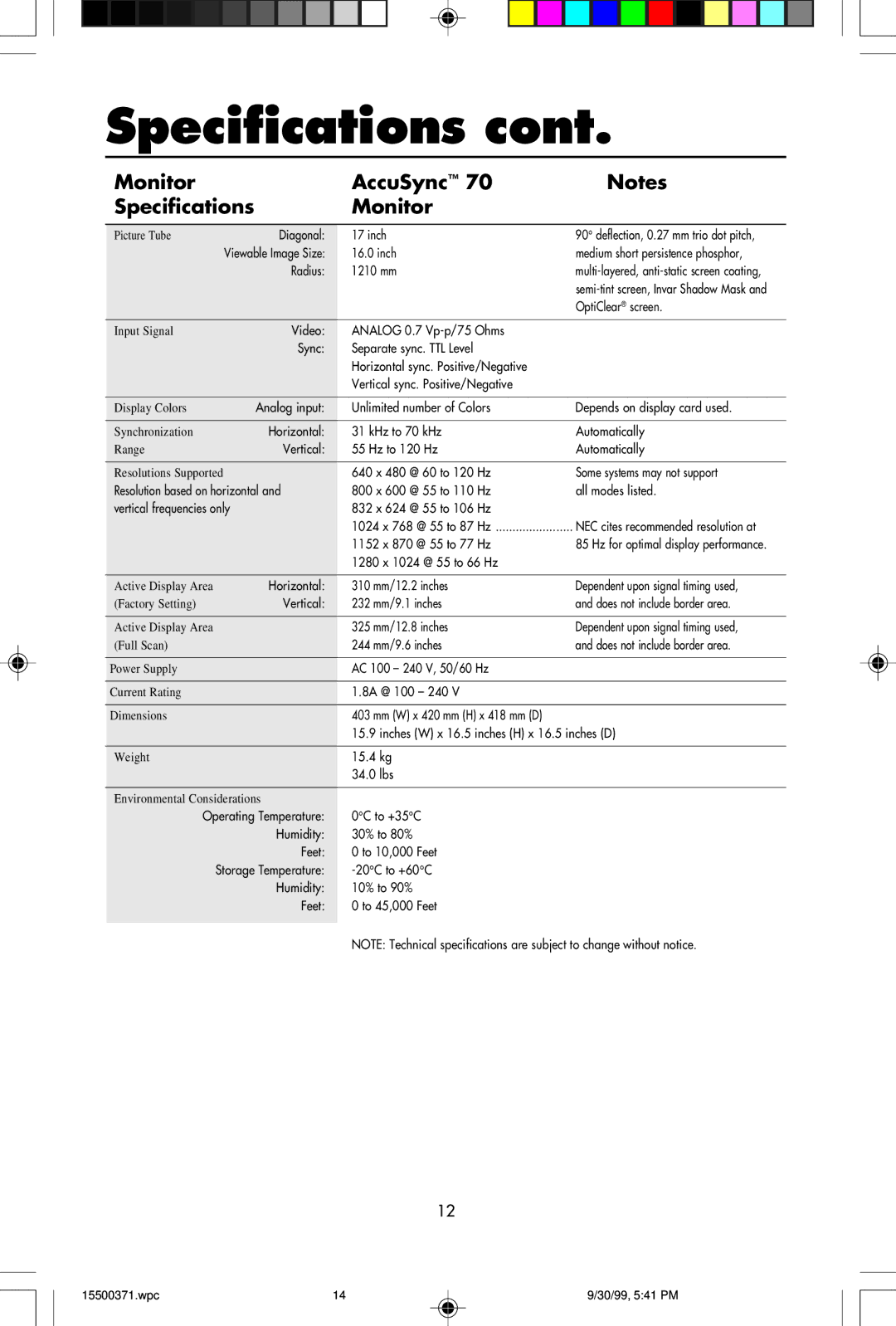 NEC N9902, N9701, N9501 user manual Radius 1210 mm 