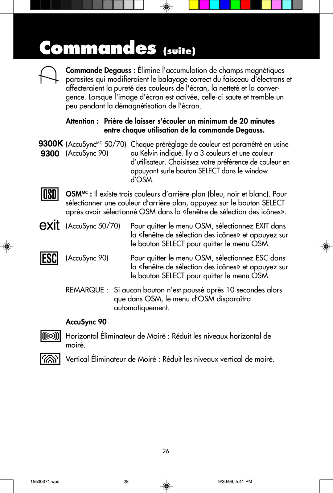 NEC N9501, N9701, N9902 user manual Commandes suite 