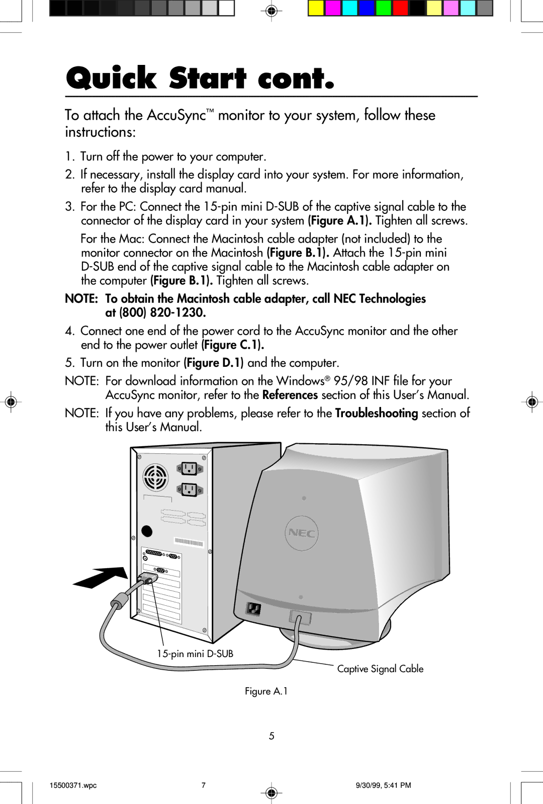 NEC N9501, N9701, N9902 user manual Figure A.1 