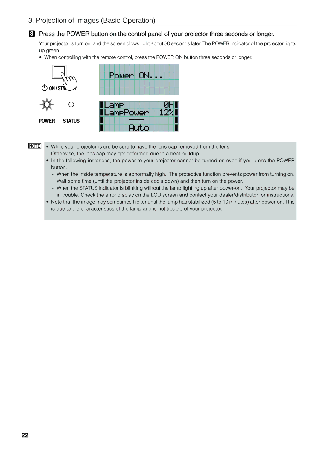 NEC NC1600C user manual Projection of Images Basic Operation 