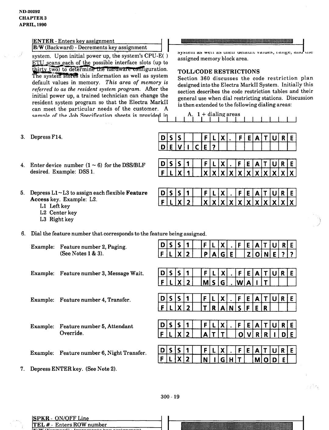 NEC nd-20292 F Line Program Mode Terminal, Dss Flx, Flxi, Dssi FLX Feature, ZONE?? DSS X . Feature MSG Wait, Ight MOD 