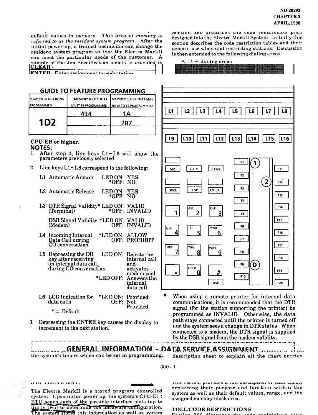 NEC nd-20292 manual Data, General Information, Service Assignment, 4B4 287 