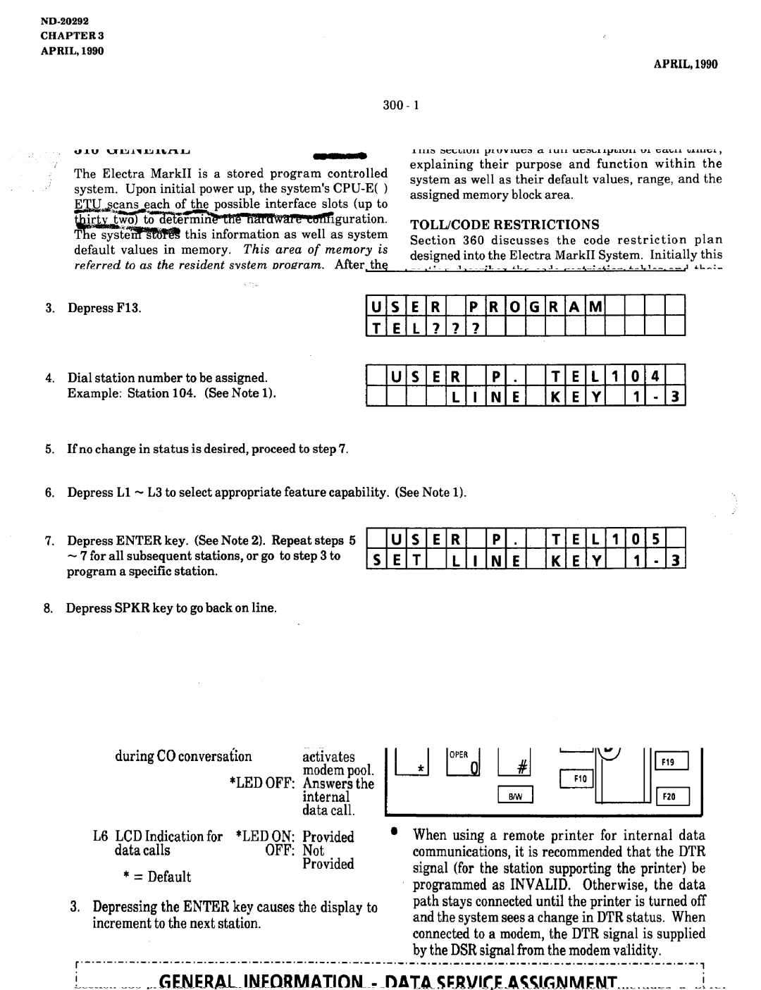 NEC nd-20292 manual Memory, User Program Assignment, SET Line KEY 