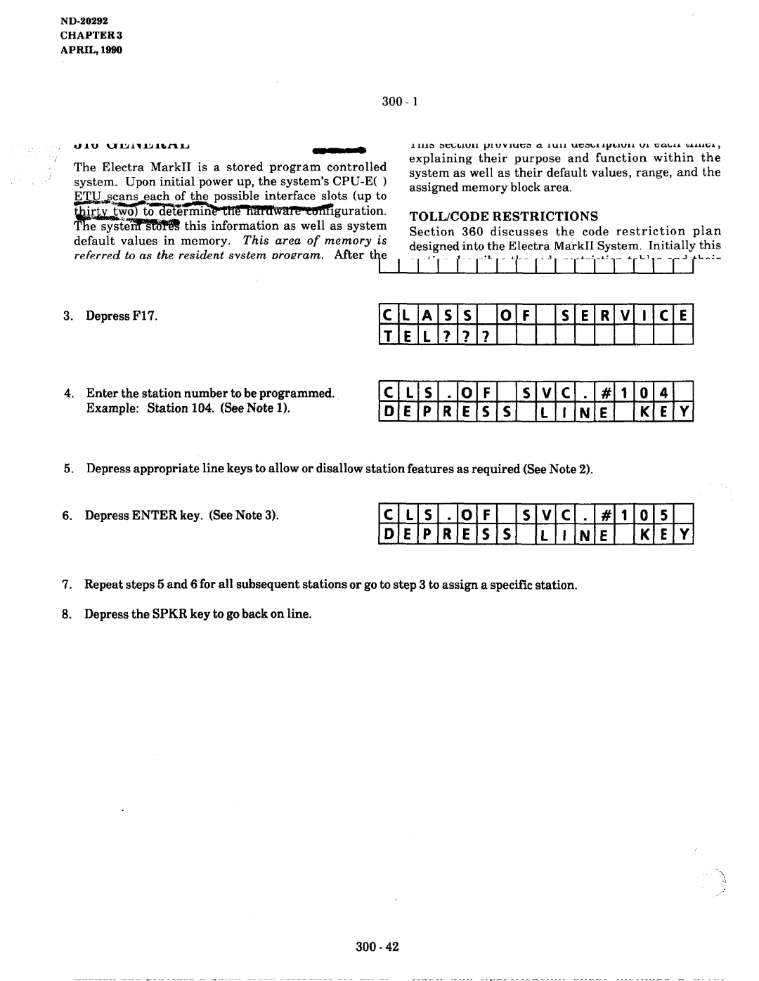 NEC nd-20292 manual Memory Block lD7 Class of Service Assignment, Classof Service TEL??? CLS.OF, Svc #lO, S-N Display 