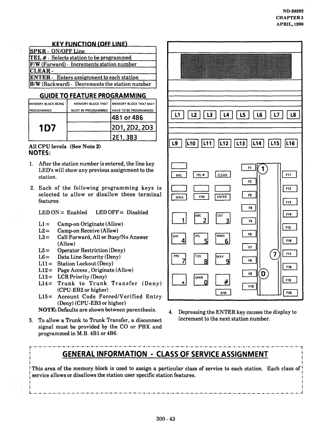 NEC nd-20292 manual LD7, General Information Class of Service Assignment, 481 or 4B6, LZDl,ZD2,203 12E1,3B3 