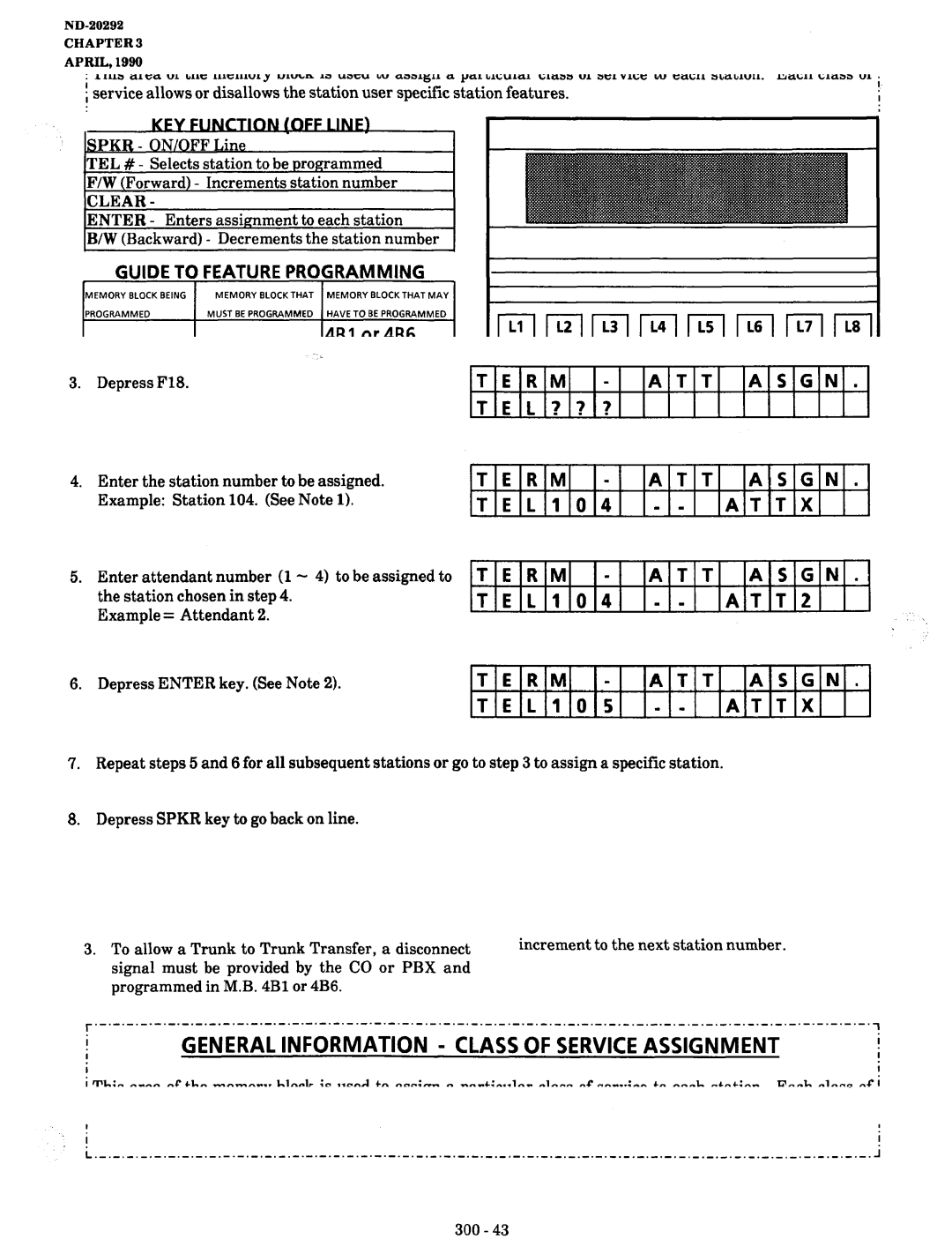 NEC nd-20292 manual Memory Block lD8 Terminal to Attendant Assignment, XsXX, Mode Terminal Feature ATT, Term ATT, ATT Term 