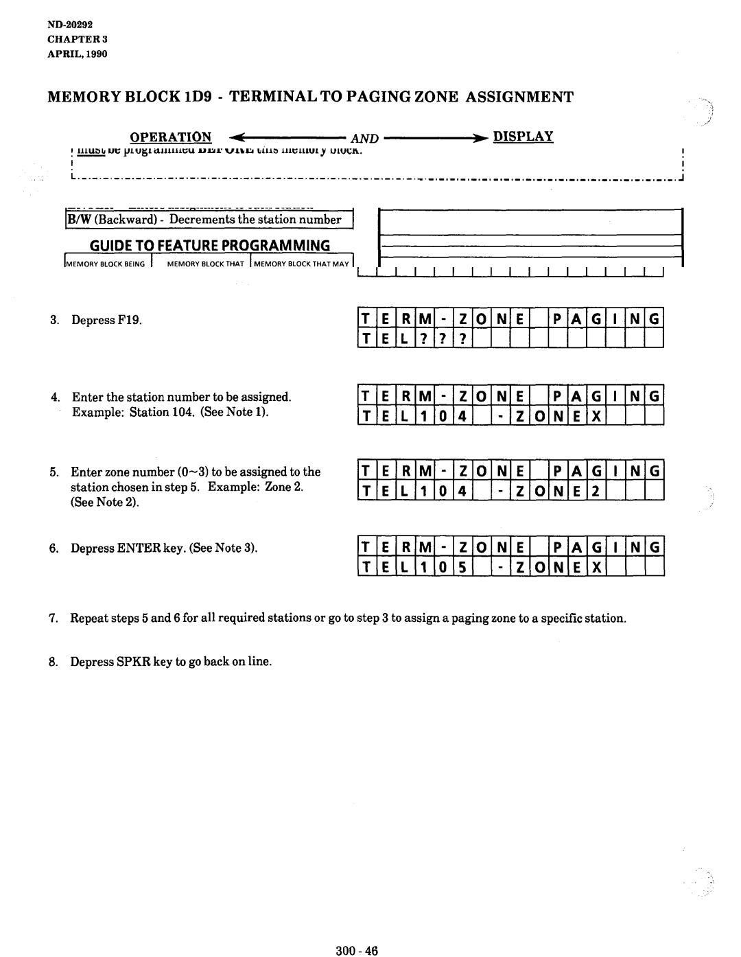 NEC nd-20292 manual Mode Terminal Feature TERM-ZONE Pagi, Zonex Term, ZONE2 TERM-ZONE Paging 