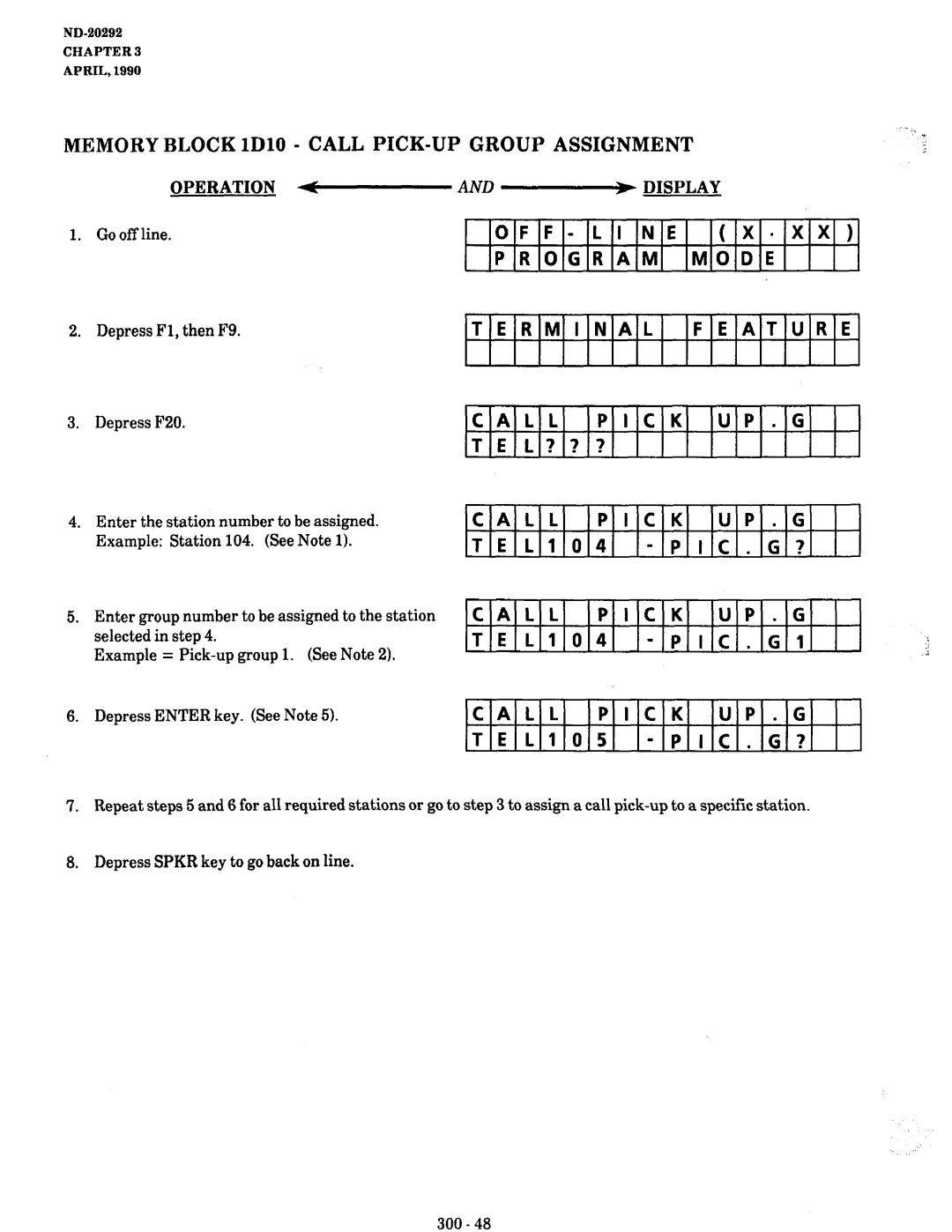 NEC nd-20292 Memory Block lDl0 Call PICK-UP Group Assignment, CALLPICKUP.G TEL??? TEL104-PIC.G?, Call Pick, L 1 OL4 PIC.Gl 