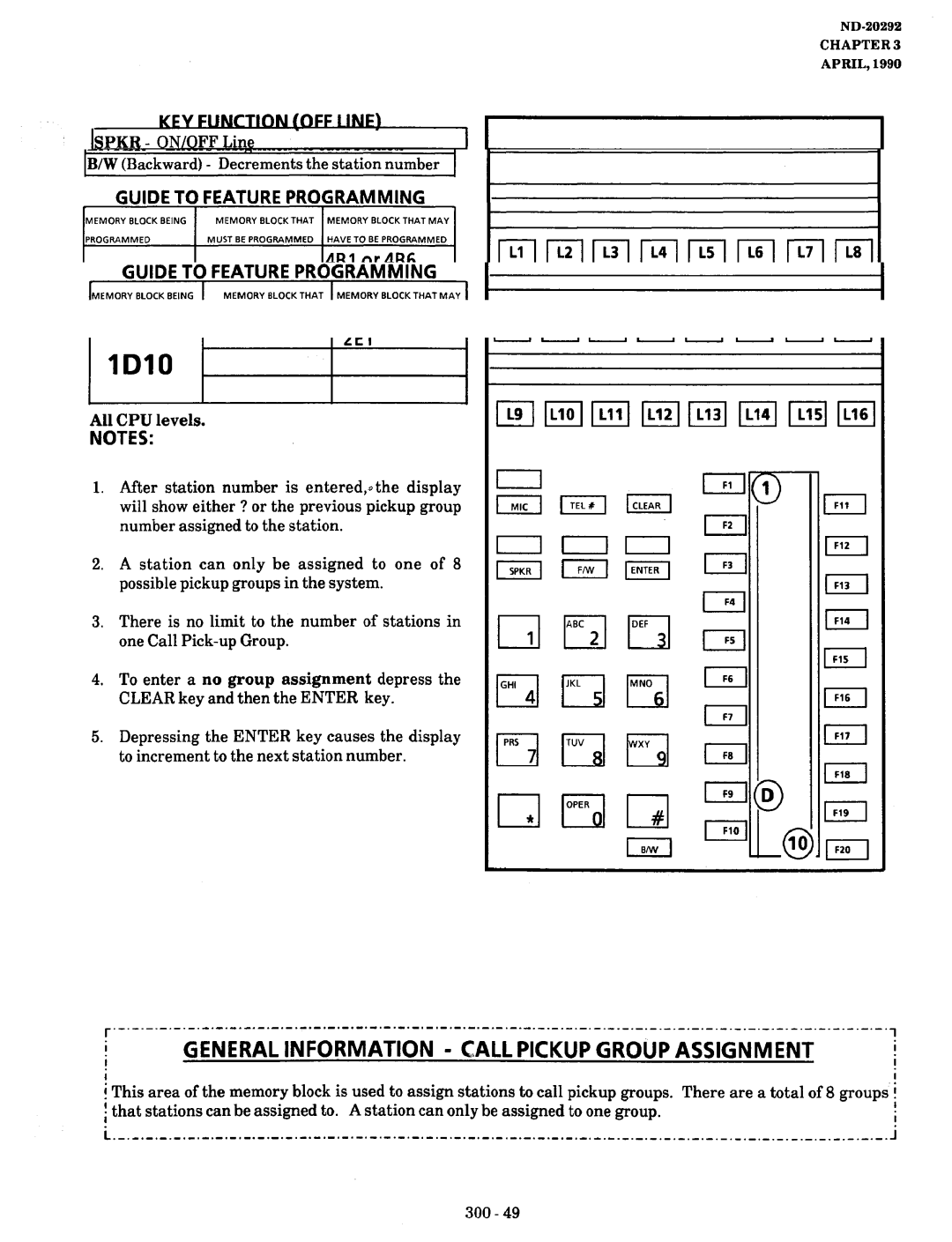 NEC nd-20292 manual General Information Call Pickup Group Assignment, Guide to Feature Programming 