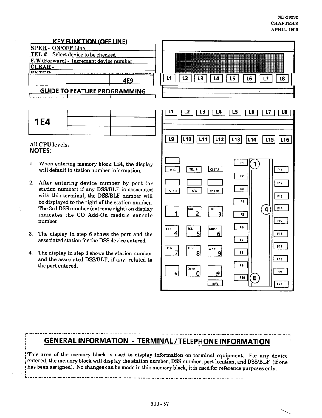 NEC nd-20292 manual General Information TERMINAL/TELEPHONE Information, Clear Enter 