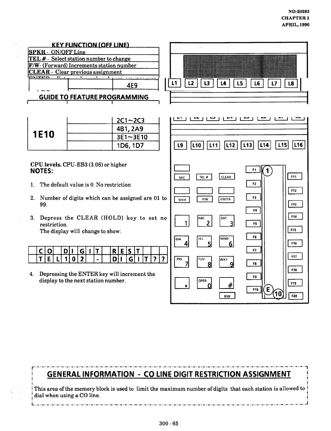 NEC nd-20292 manual II General Information CO Line Digit Restriction, Assignment, ZCl-2C3, DI GIT Rest, Di Git?? 