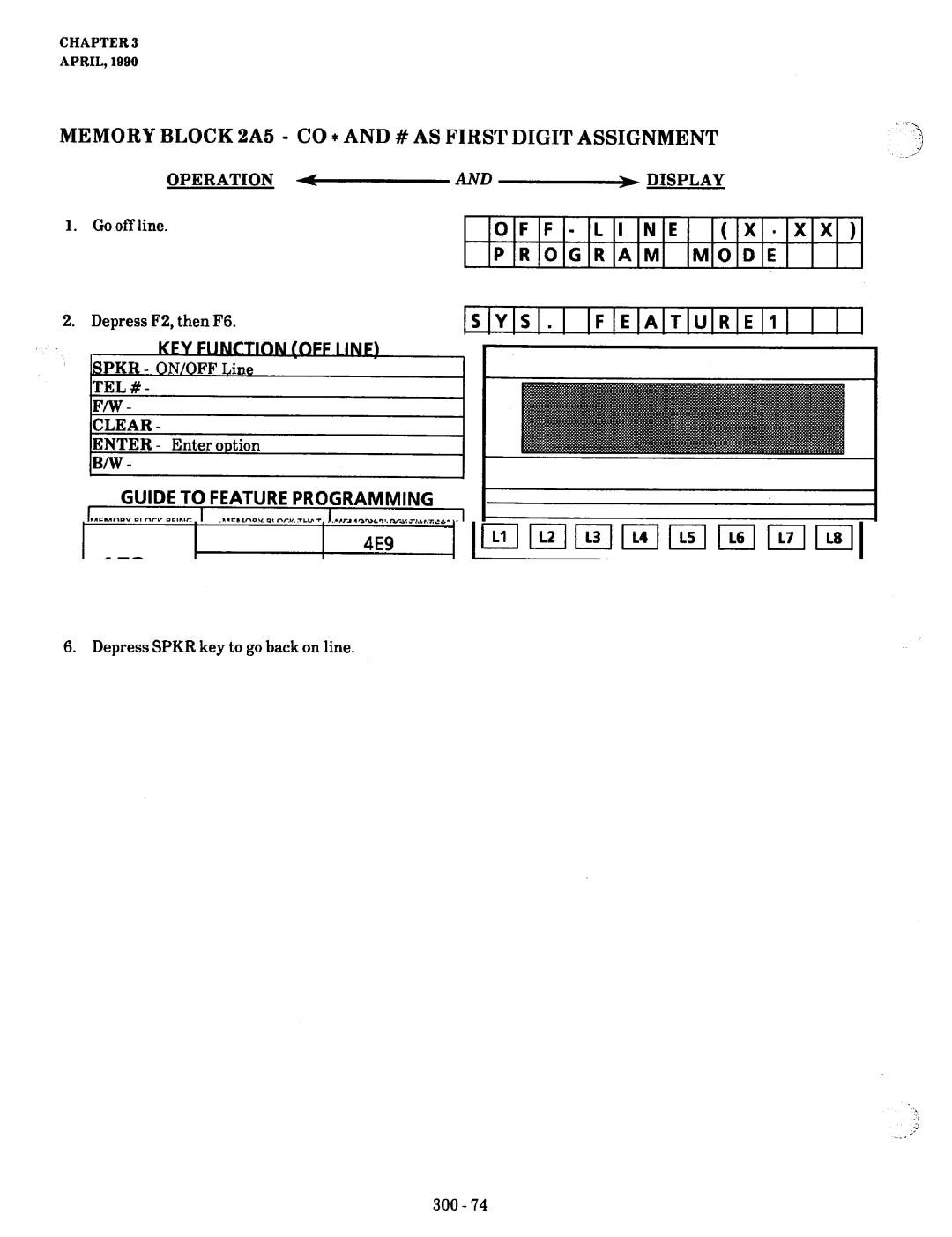 NEC nd-20292 manual Memory Block 2A5 CO * and # AS First Digit Assignment, Operation 1-AND -wDISPLAY Go off line 