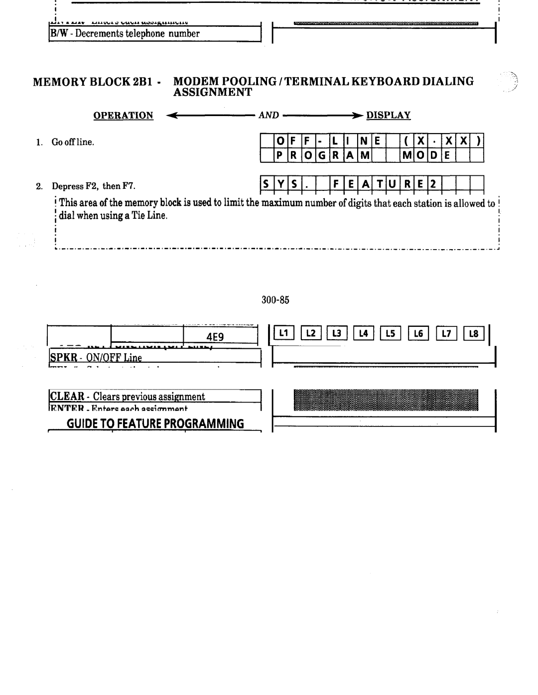 NEC nd-20292 manual Memory Block 2Bl, Modem Pooling Terminal Keyboard Dialing Assignment 