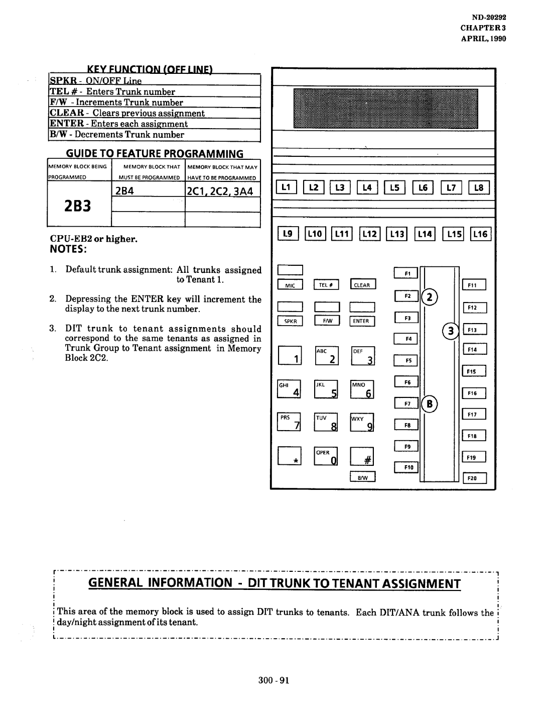 NEC nd-20292 manual 2B3, To Tenant Assignment, General Information Dittrunk, 2B4 2C1,2C2,3A4 