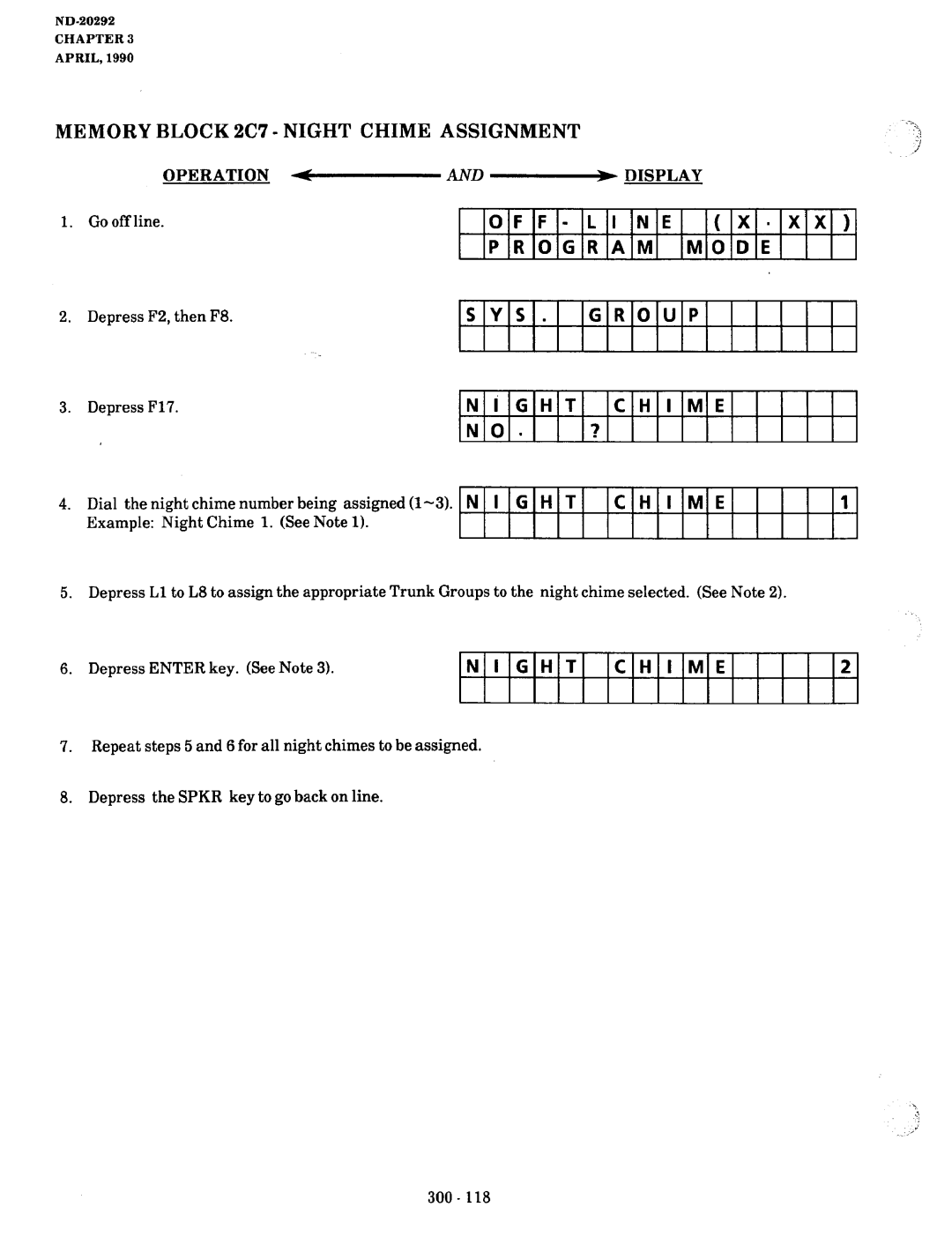 NEC nd-20292 manual Memory Block 2C7 Night Chime Assignment, SYS Group, GHT Chime, ‘ ~ 