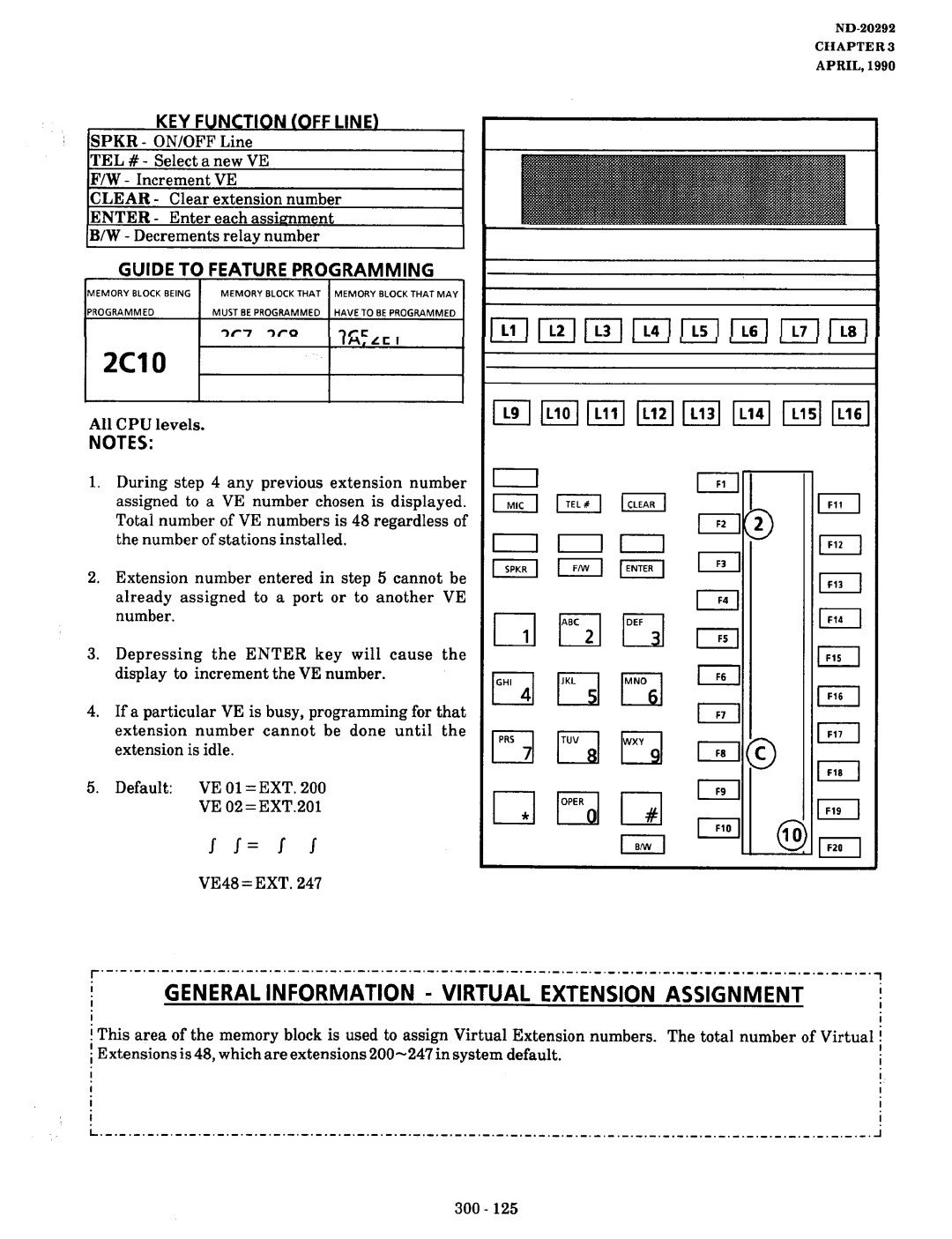 NEC nd-20292 manual General Information Virtual Extension, LA, 2El, VE48 = EXT, Total number of Virtual 300 