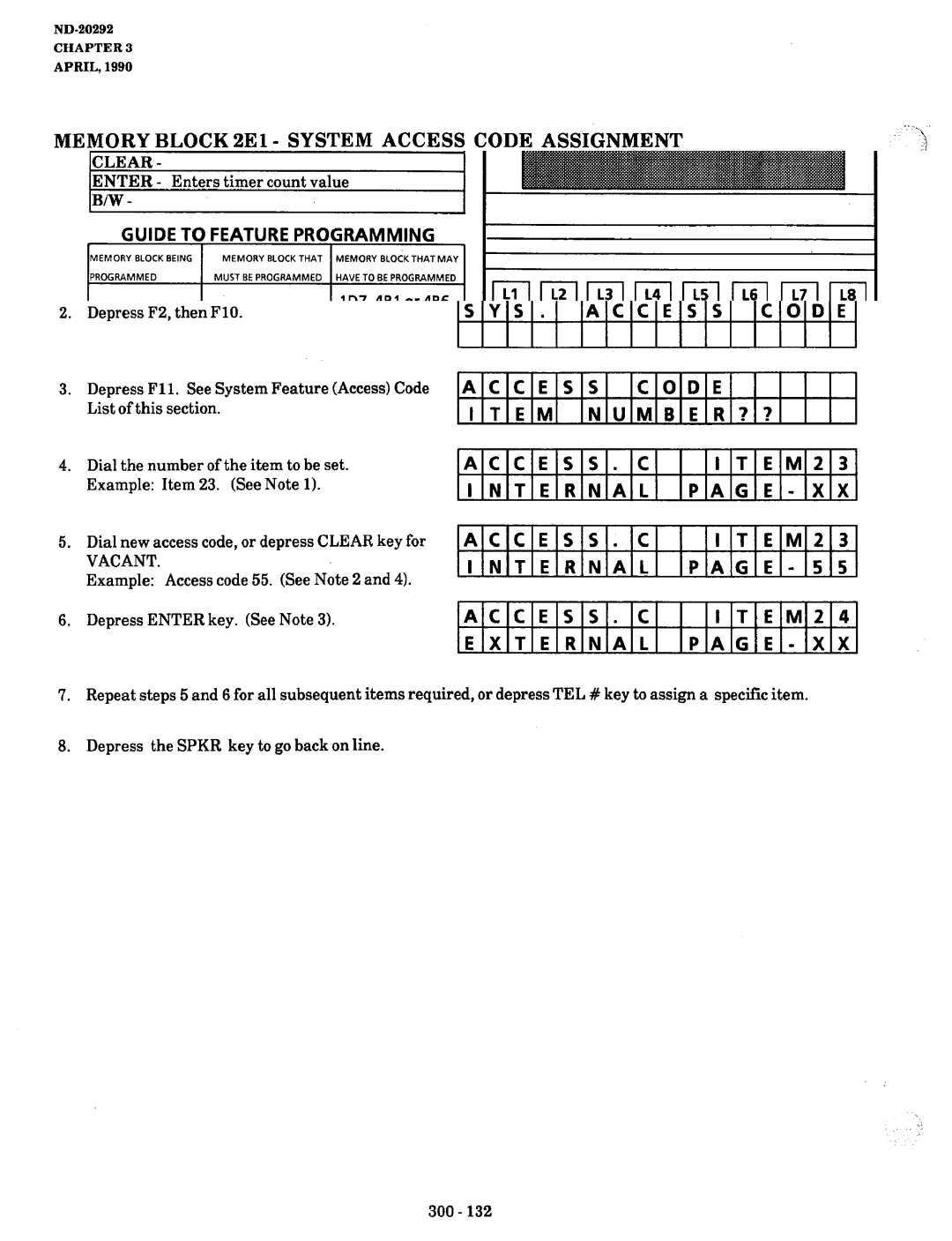 NEC nd-20292 manual Code Assignment, Line Program Mode SYS Access, ITEM23 Internal PAG, ITEM24 External 