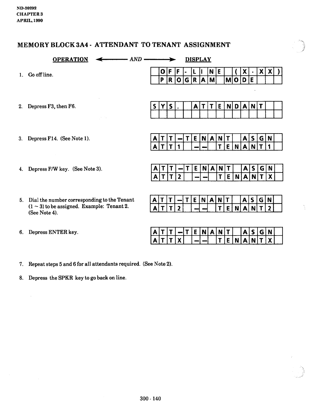 NEC nd-20292 manual Block 3A4 Attendant To Tenant Assignment, ATT1 TE Nanti ATT -T E Nant Asgn ATT2-- Tenantx, N a NLT 