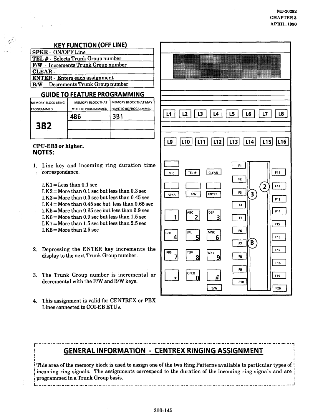 NEC nd-20292 manual 382, General Information Centrex Ringing Assignment, 4B6 3Bl 