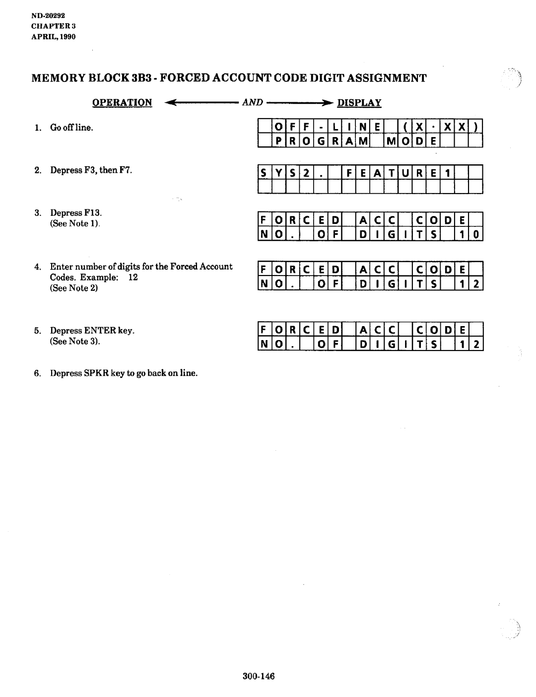 NEC nd-20292 manual Memory Block 3B3 Forced Account Code Digit Assignment, ACC Code, Digits 