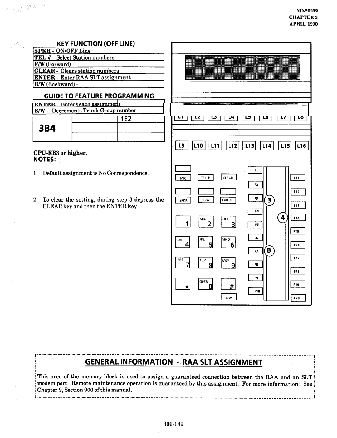 NEC nd-20292 manual 3B4, General Information RAA SLT Assignment, RAA and an SLT Information See f 300-149 