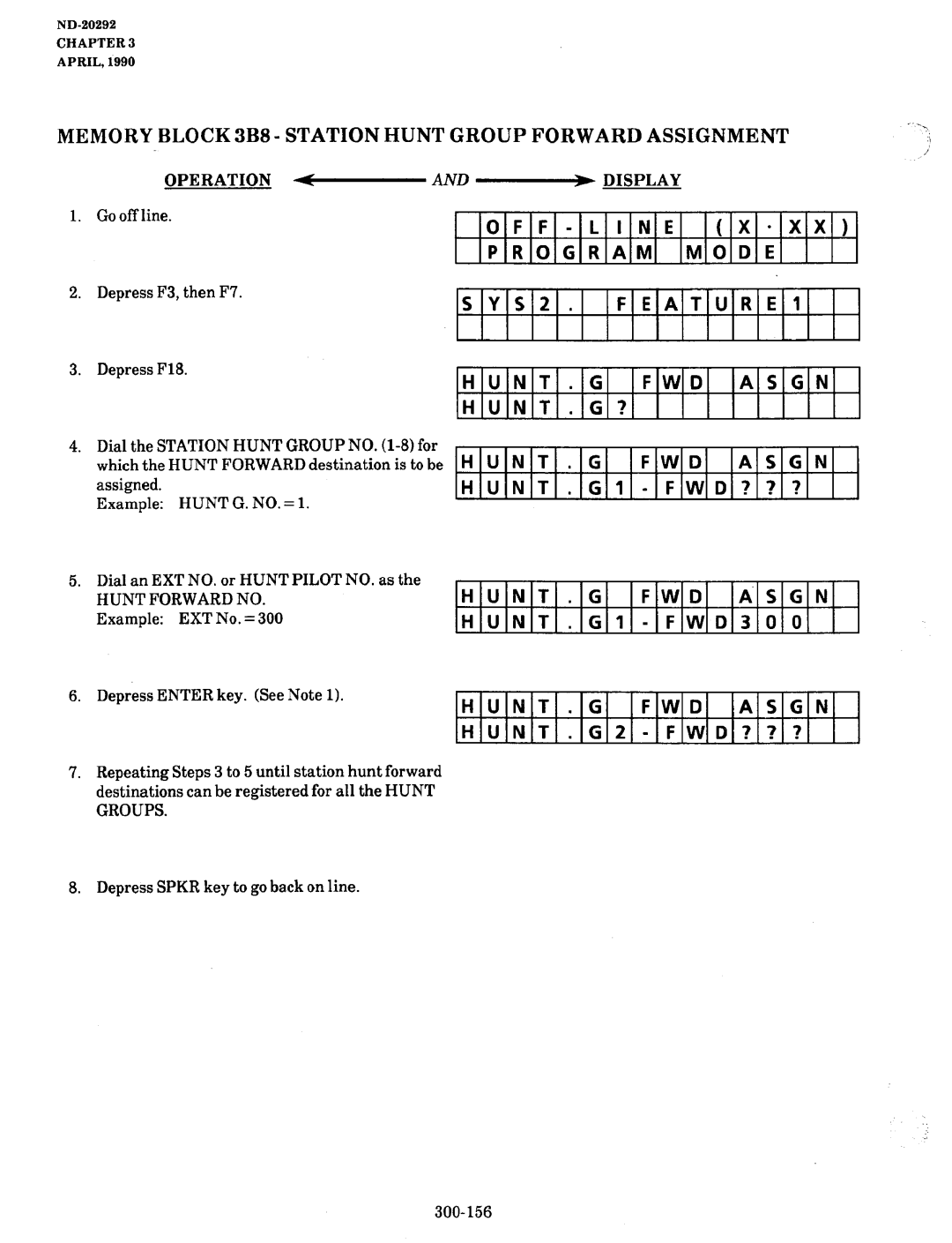 NEC nd-20292 manual HUNT.GFWD Asgn Hunt .G?, Hunt.G Fwd, HUNT.GFWD Asgn HUNT.GZ-FWD??? 