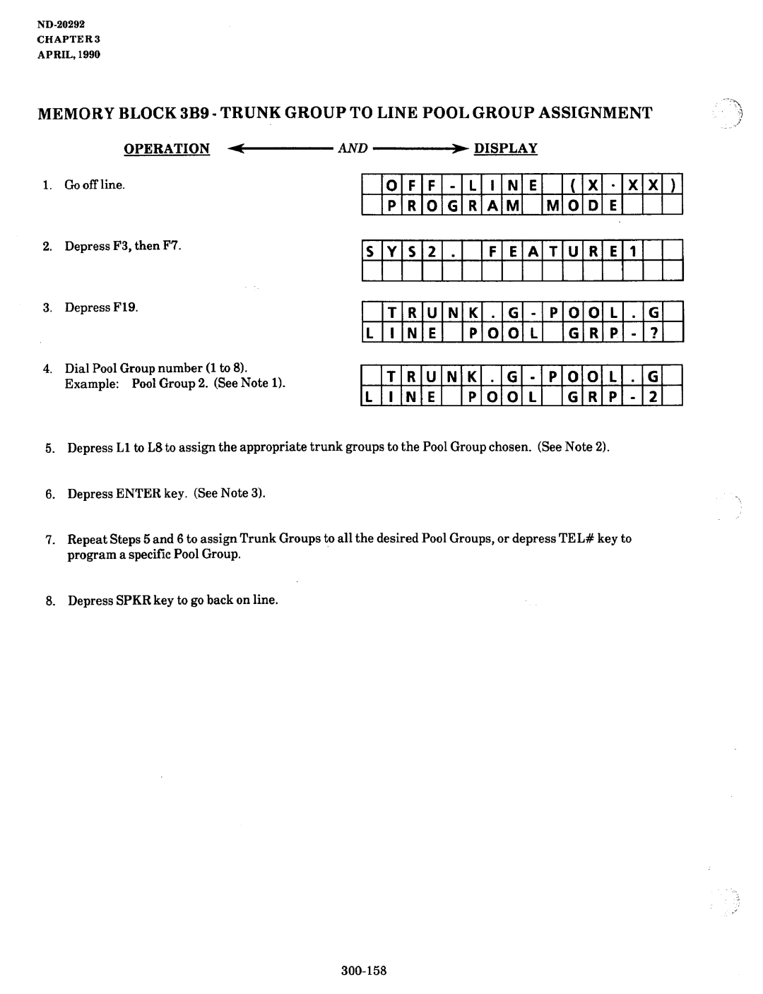 NEC nd-20292 manual Memory Block 3B9 Trunk Group to Line Pool Group Assignment, ‘0 F F -LINE 