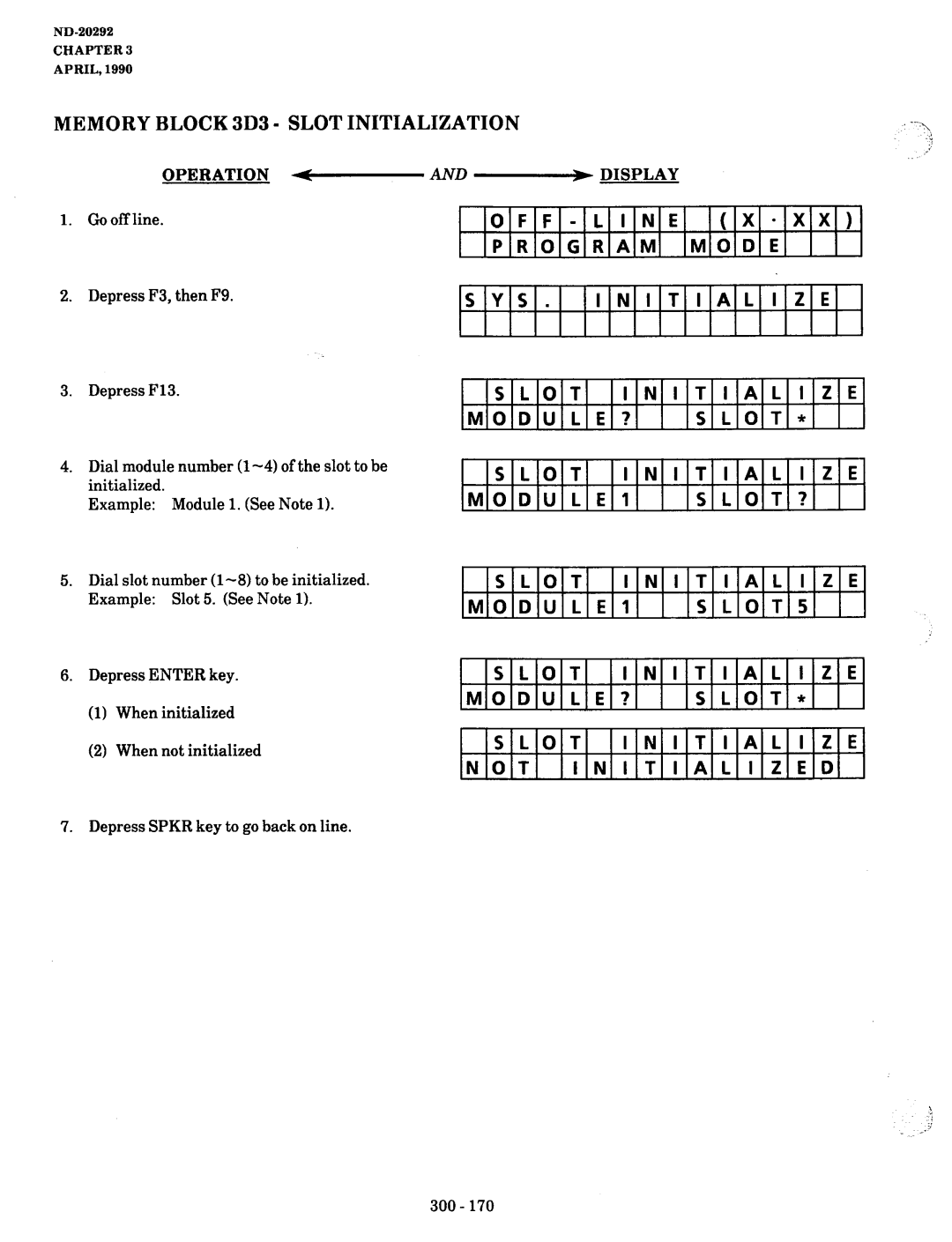 NEC nd-20292 manual Memory Block 3D3 Slot Initialization, LNlTlALlZE 