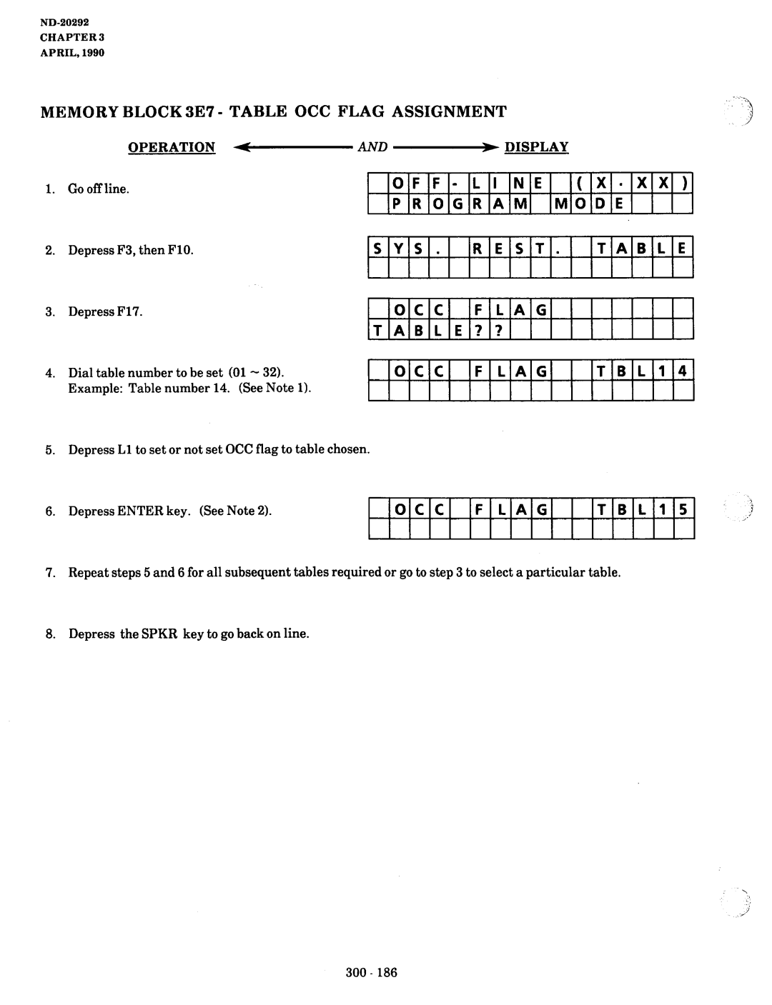 NEC nd-20292 manual Memory Block 3E7 Table OCC Flag Assignment, Line Program Mode SYS Rest, Lag Table?? 