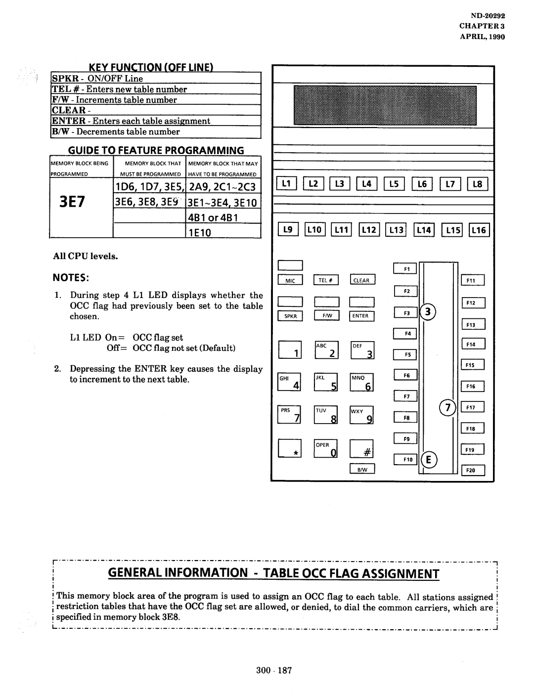 NEC nd-20292 manual 3E7, General Information Table OCC Flag Assignment 