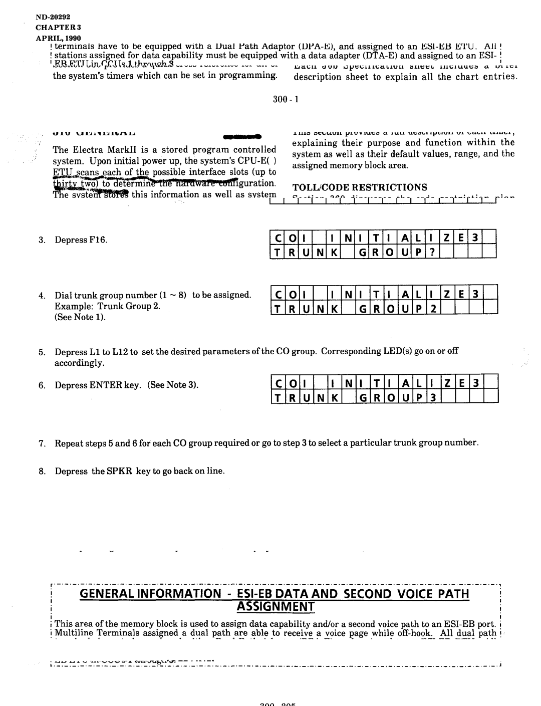 NEC nd-20292 manual 4B6, COI-III Initialized Values, TRUNKGROUP3, 300-206 