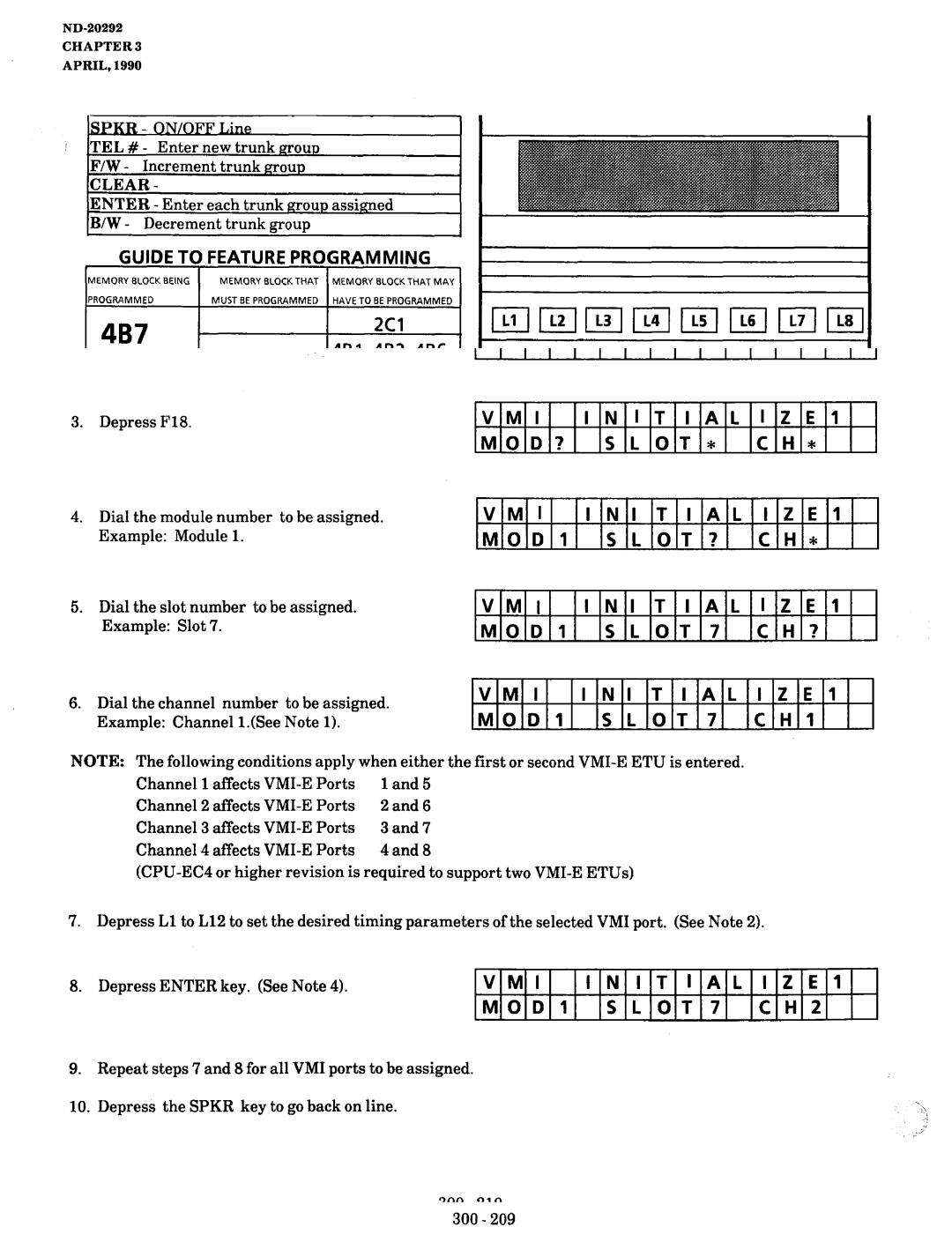 NEC nd-20292 manual Memory Block 4B8 VMI Initialize 1 Assignment, Mode Initial, SLOT? VMI Initial, SLOT7 Initial 