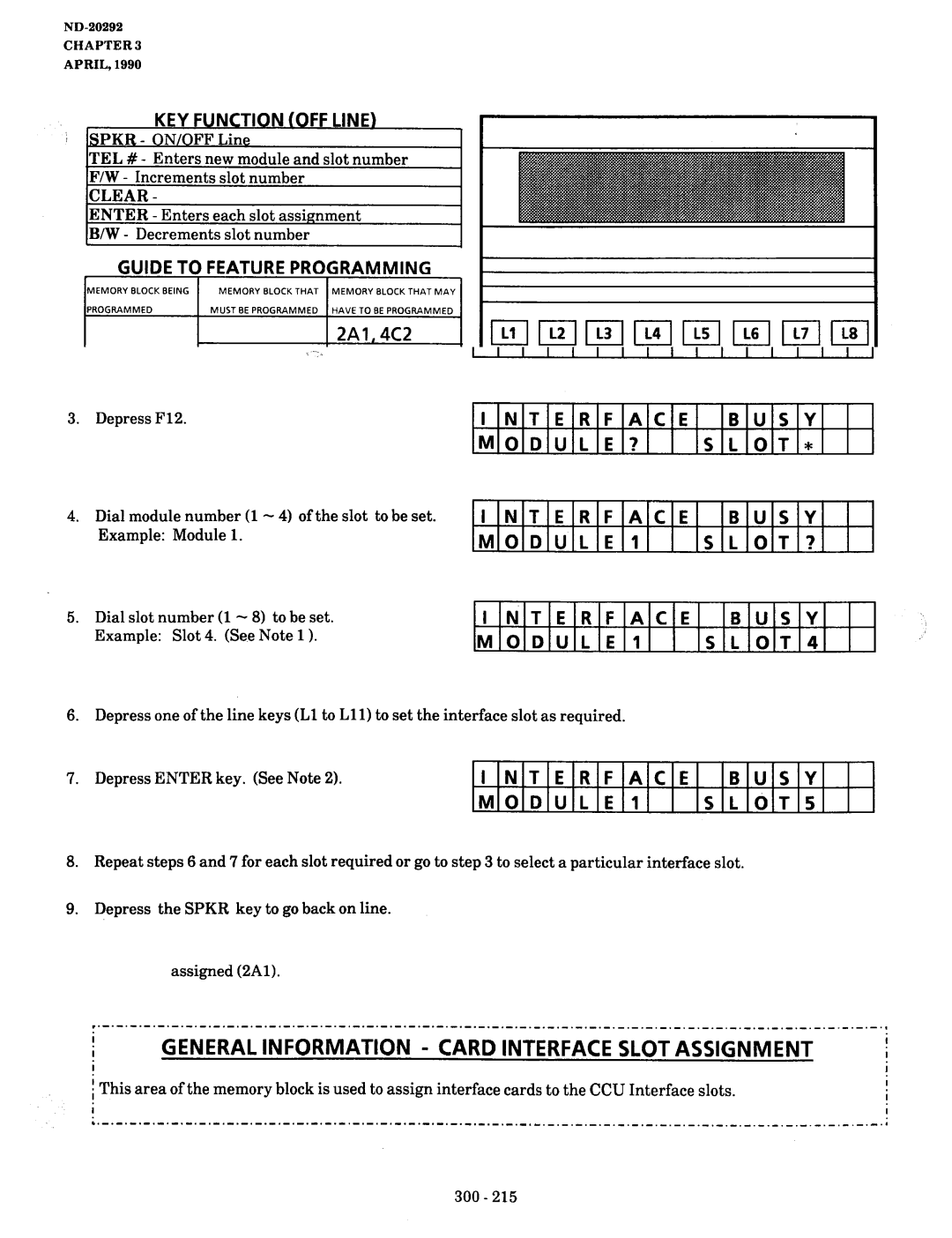 NEC nd-20292 manual Memory Block 4C2 Interface Slot Busy OUT Assignment, U L E, Interface Busy Module 