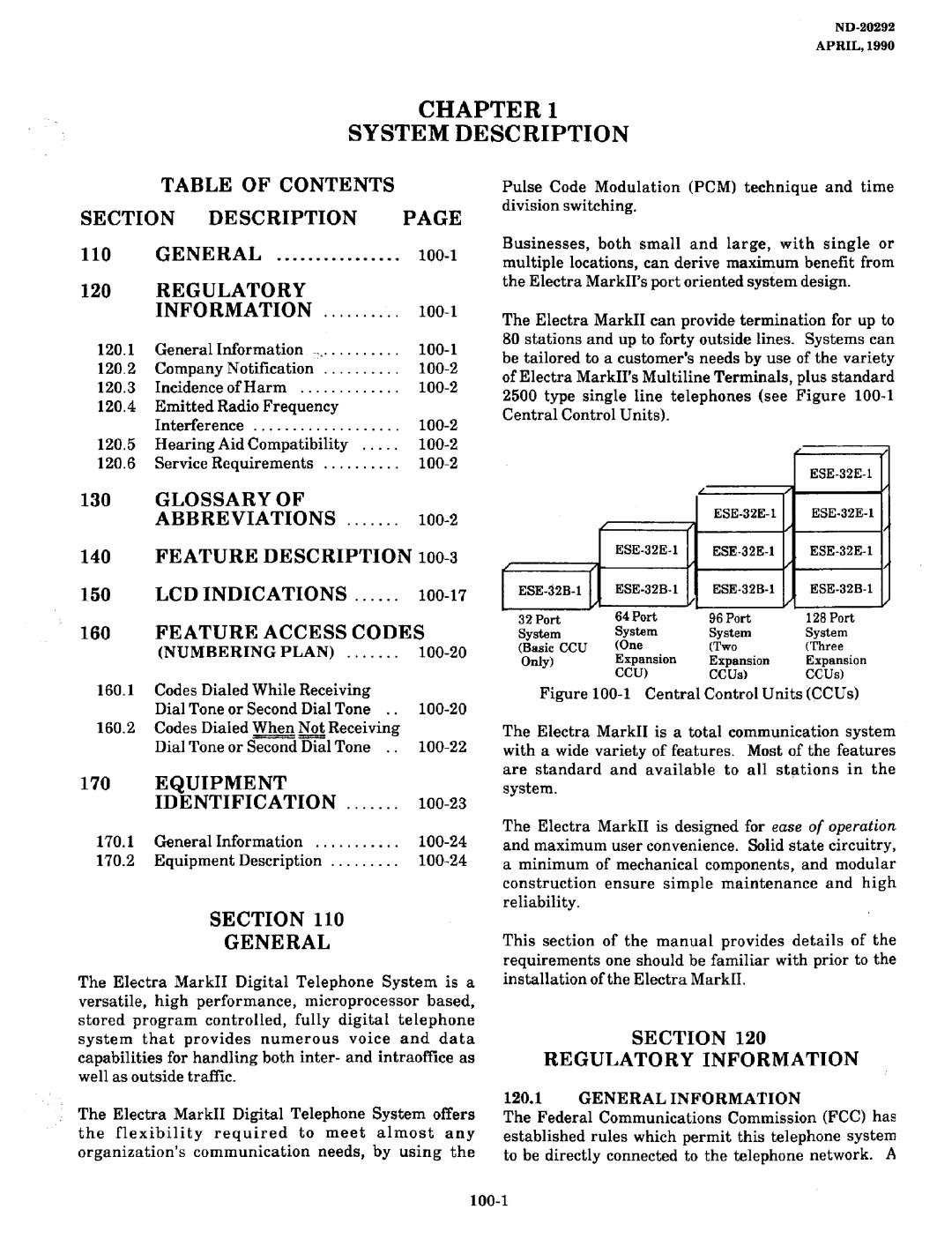 NEC nd-20292 Table of Contents Section Descriptionpage, Regulatory, Glossary, Feature Description, Feature Access Codes 