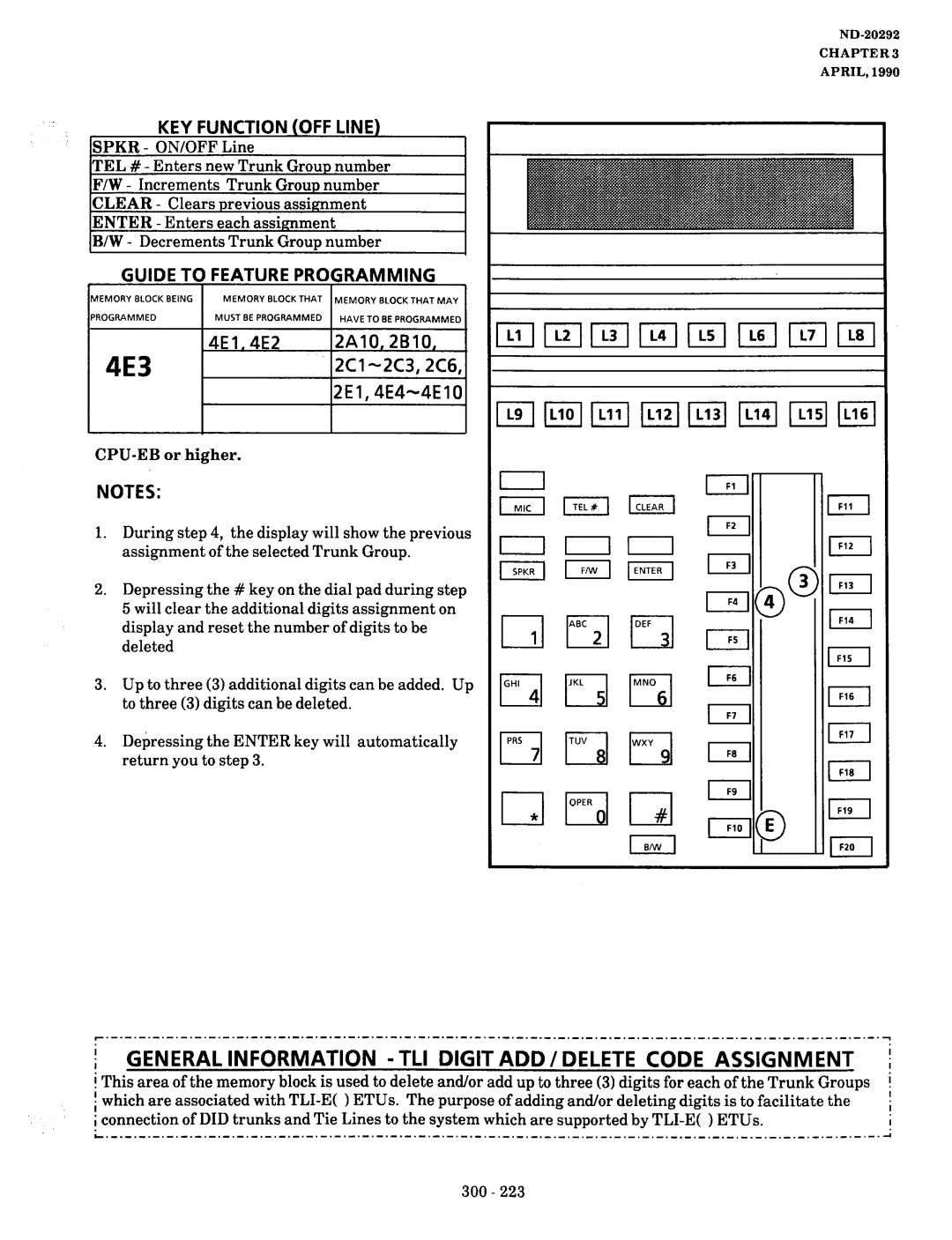 NEC nd-20292 manual General Information TLI Digit ADD / Delete Code Assignment, 14E1.4E2 12A10,2BlO 