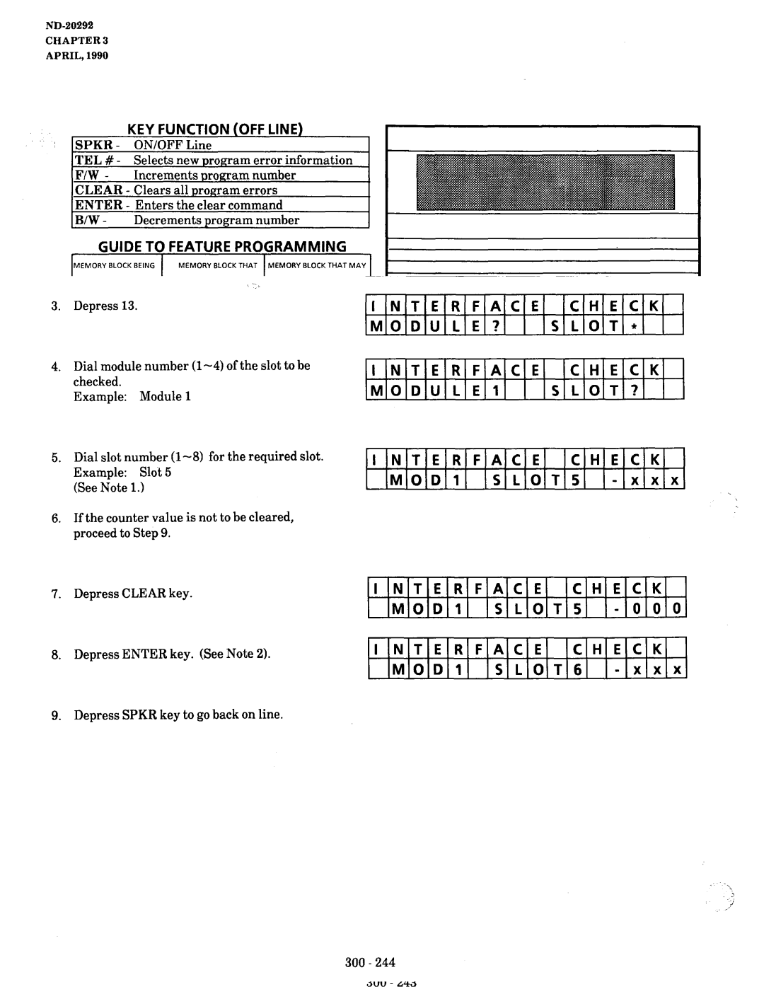 NEC nd-20292 manual Memory Block 5B3 Interface Slot Check, OFF-LINEX.Xx, MOD SLOT5, Xxx, MOD SLOT6 